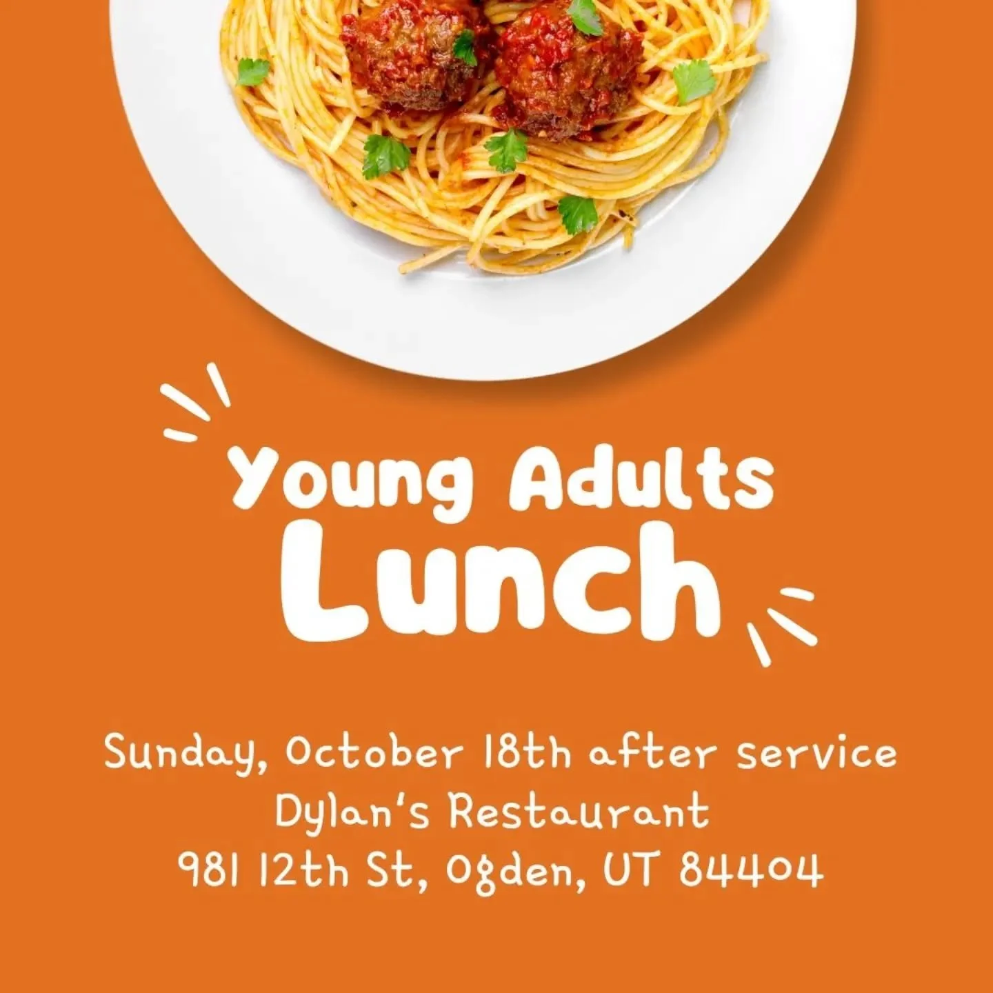 🍔 Young Adults Lunch 🍟

Come join us at Dylan's Restaurant after service on Sunday, October 18th!
