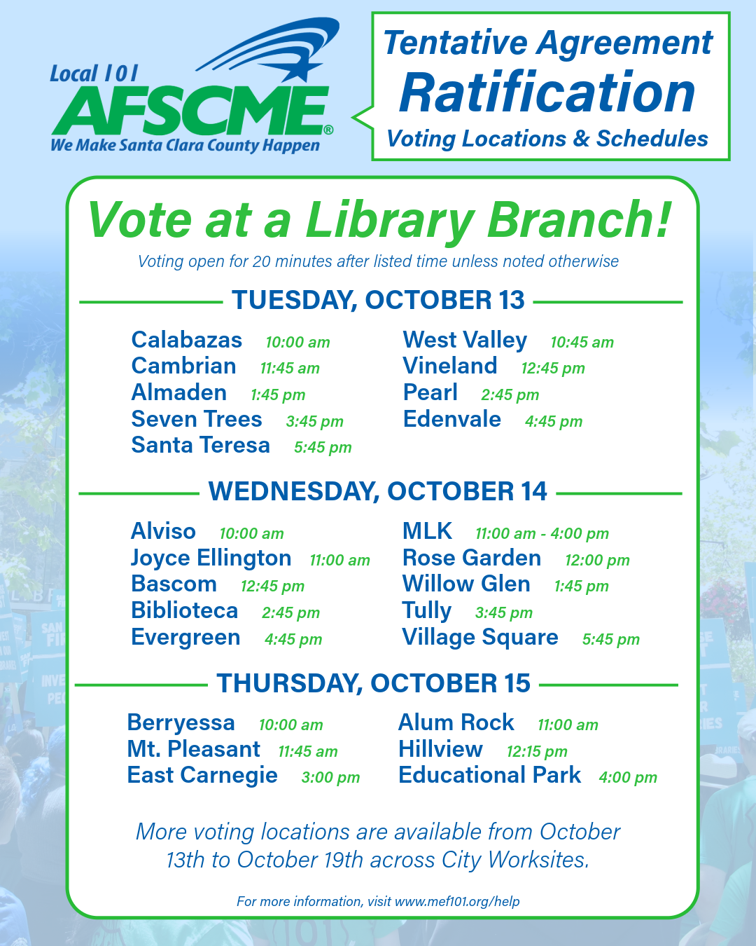 2026 MEF Contract Ratification Library Voting Locations