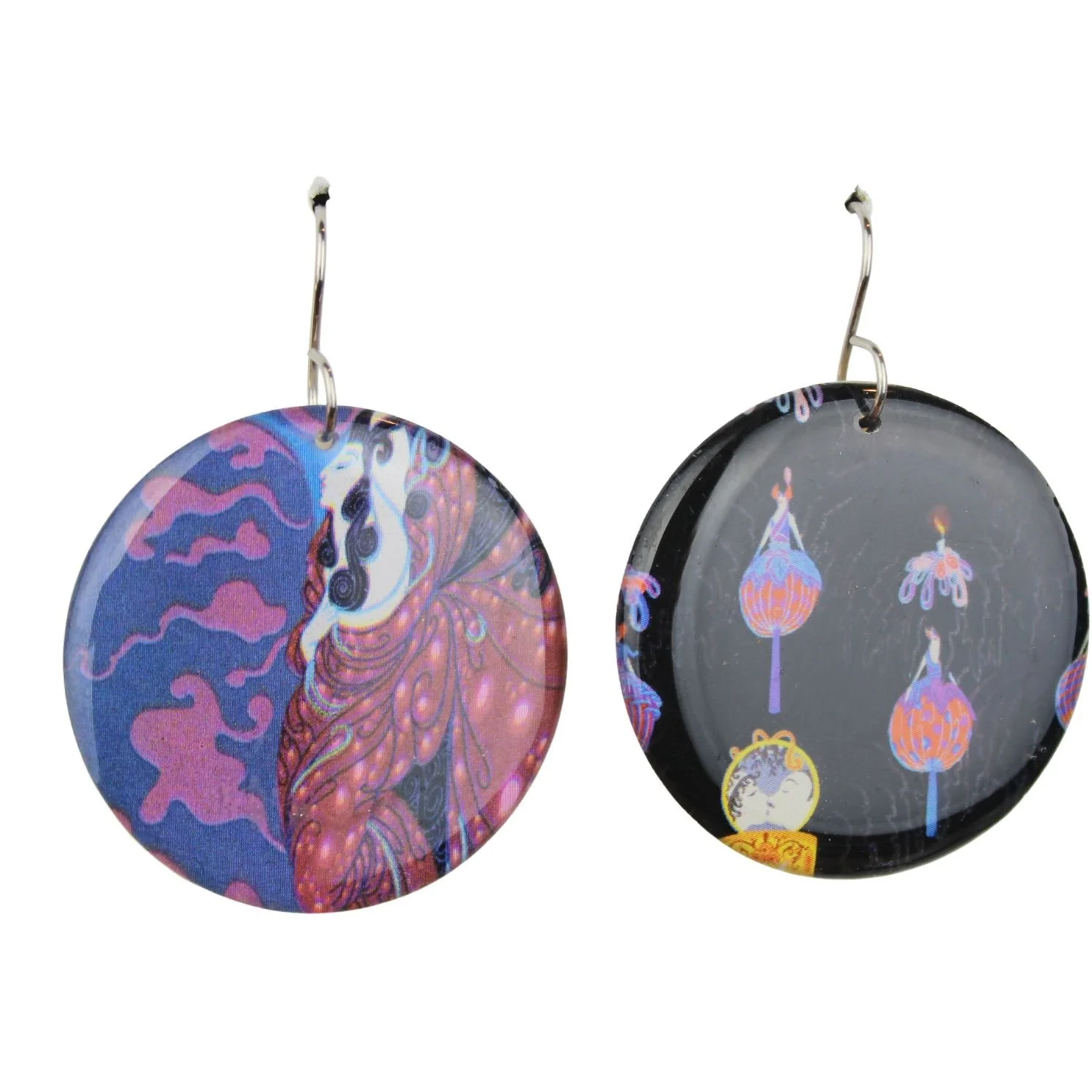 Vintage Art Deco Retro Rare Swap Card Earrings vt72