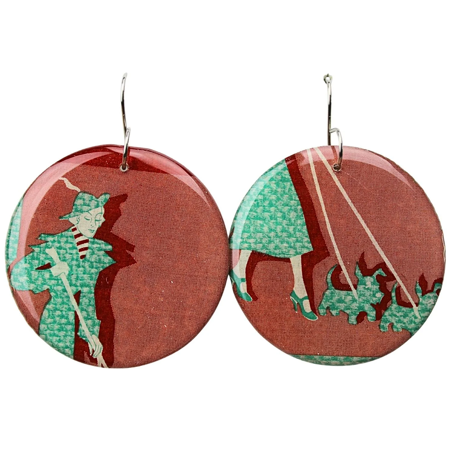 Vintage Art Deco Retro Rare Swap Card Earrings Dec2