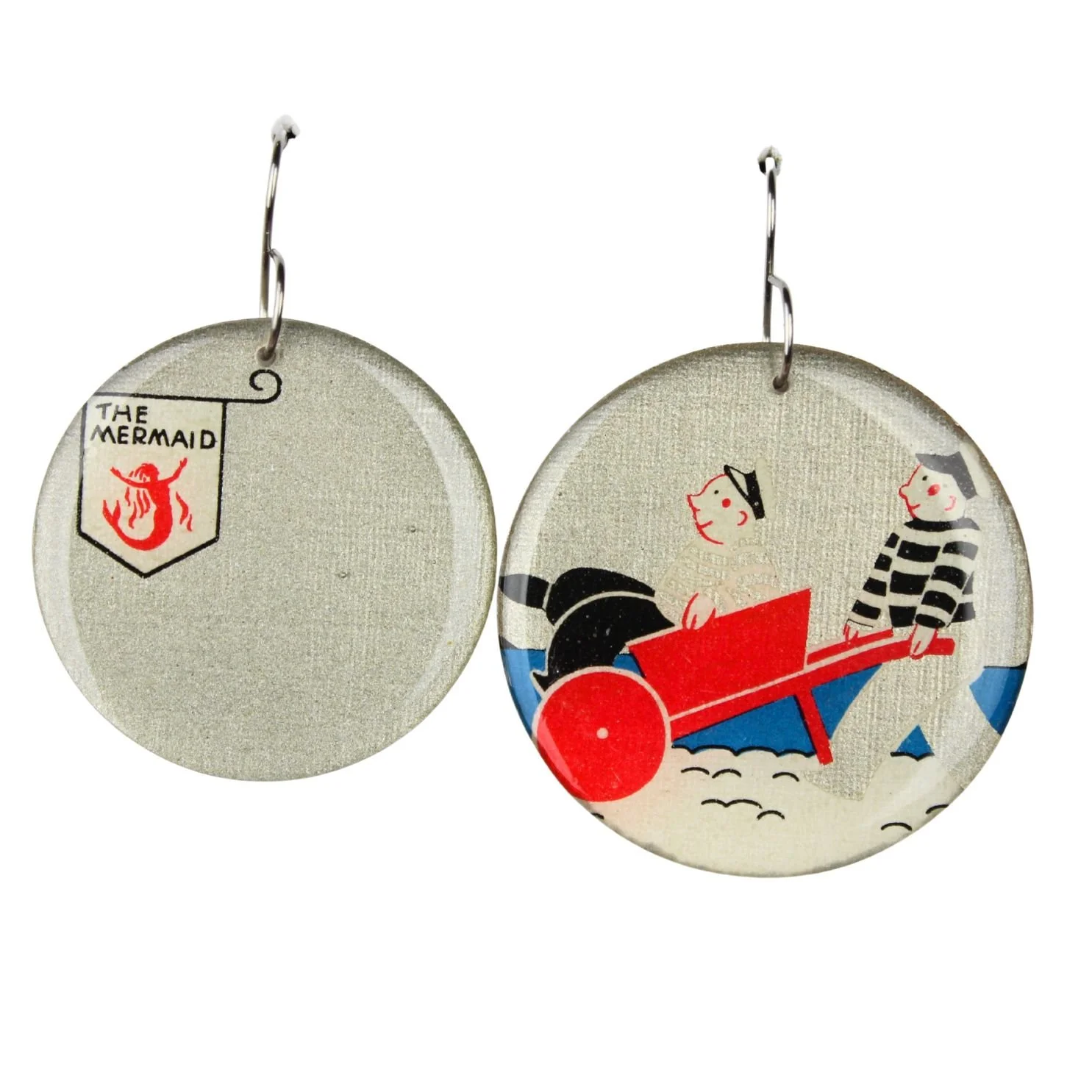 Vintage Art Deco Retro Rare Swap Card Earrings ne51