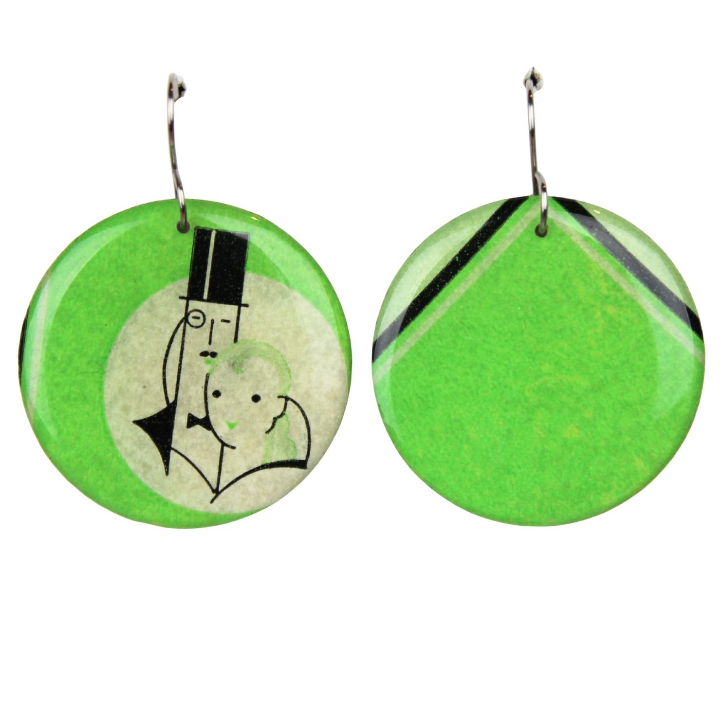 Vintage Art Deco Retro Rare Swap Card Earrings Dr77