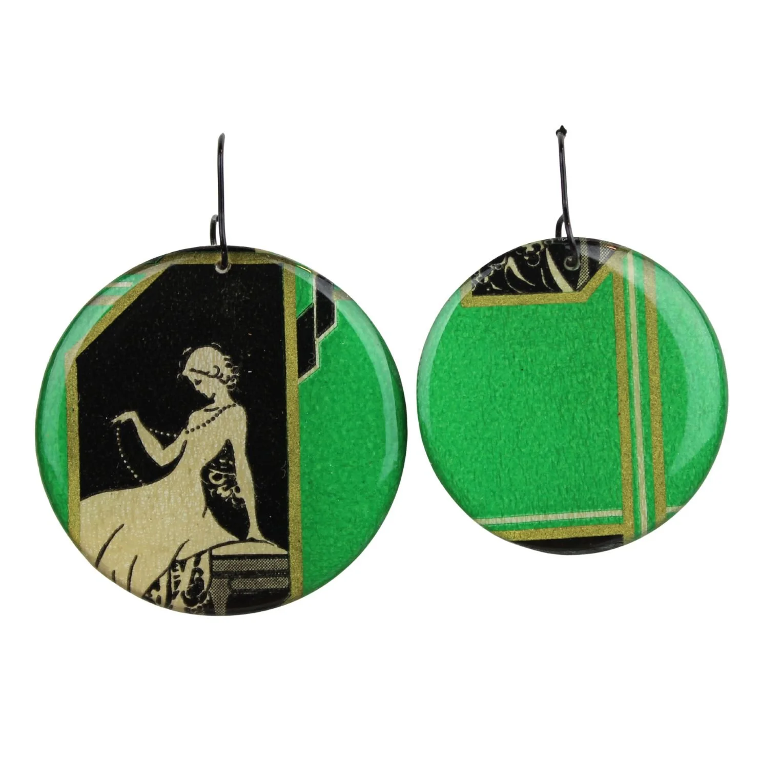 Vintage Art Deco Retro Rare Swap Card Earrings Dr12