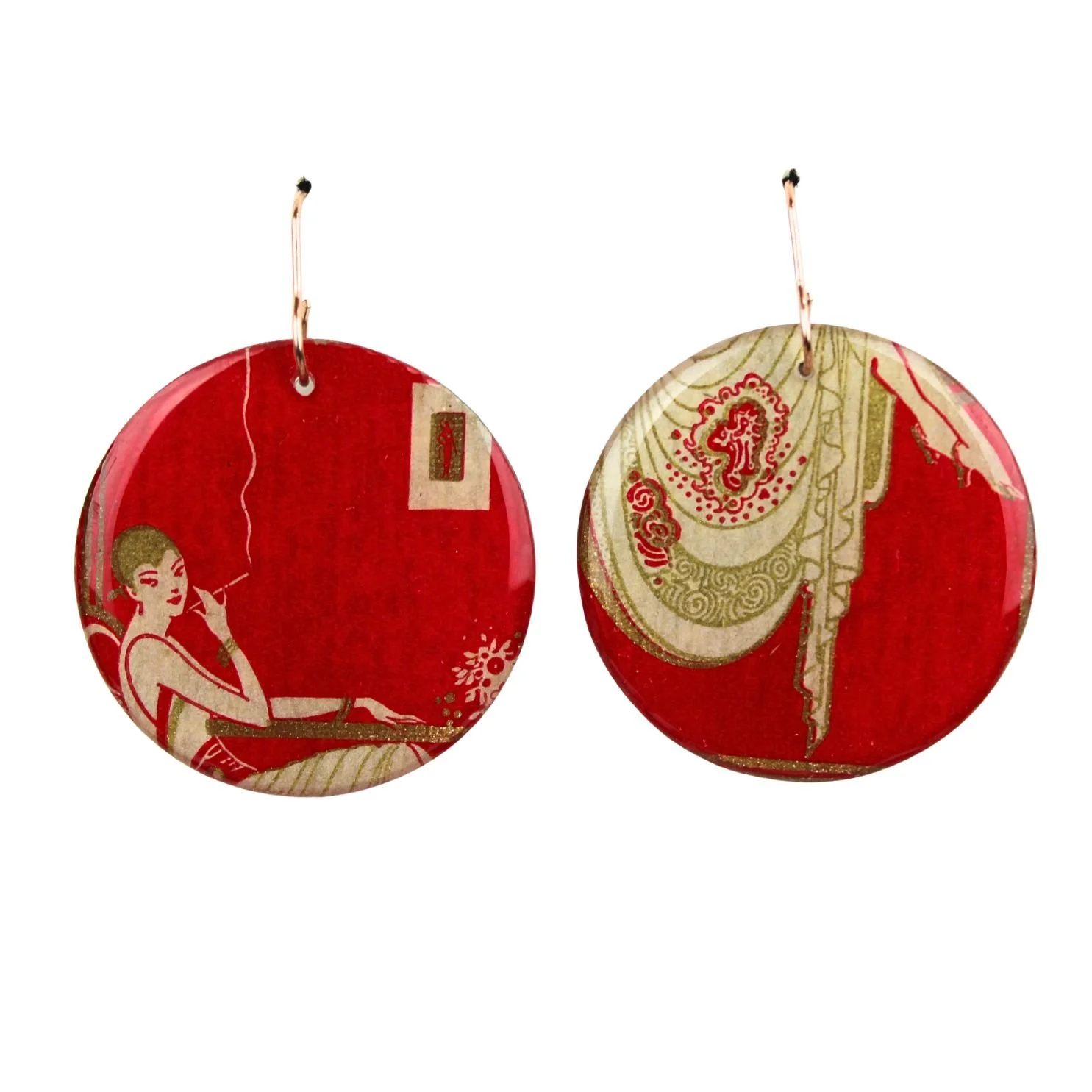 Vintage Art Deco Retro Rare Swap Card Earrings Dr1