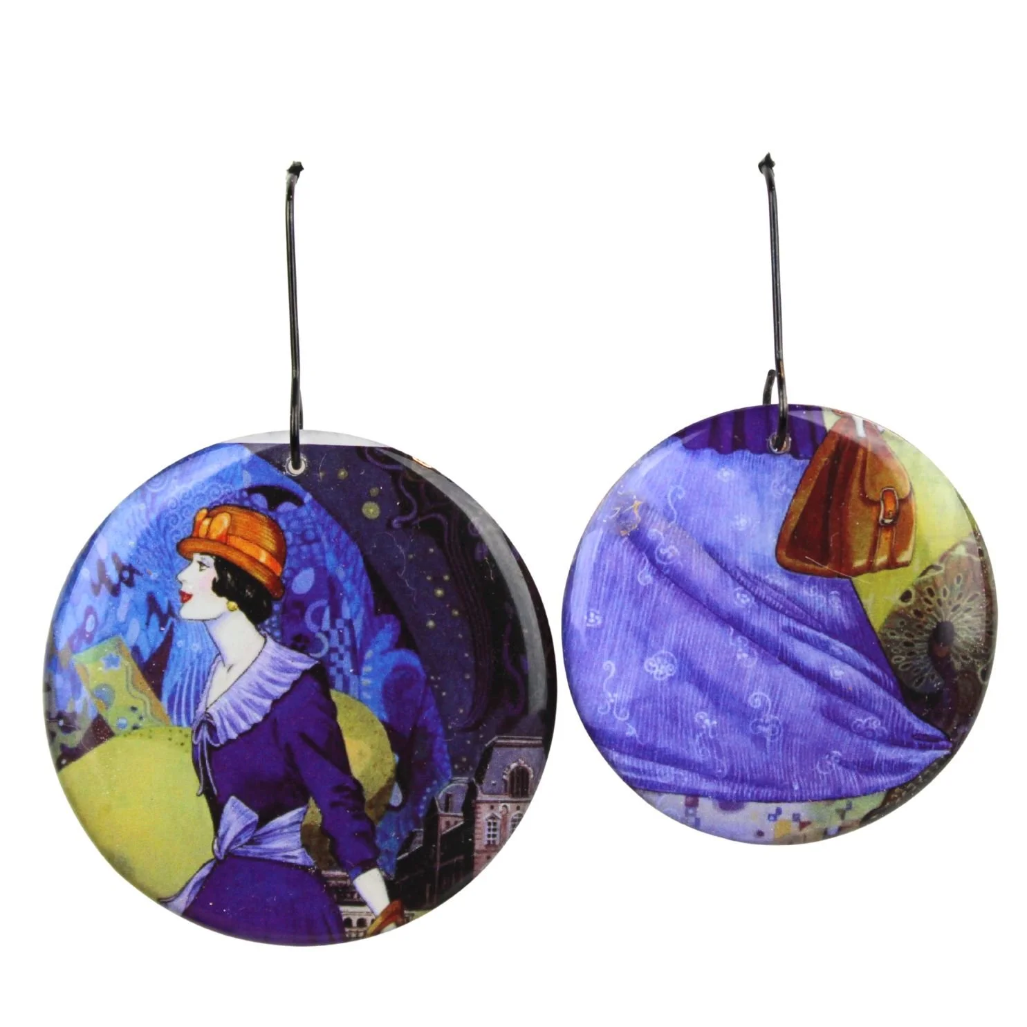 Vintage Art Deco Retro Rare Swap Card Earrings Dr11