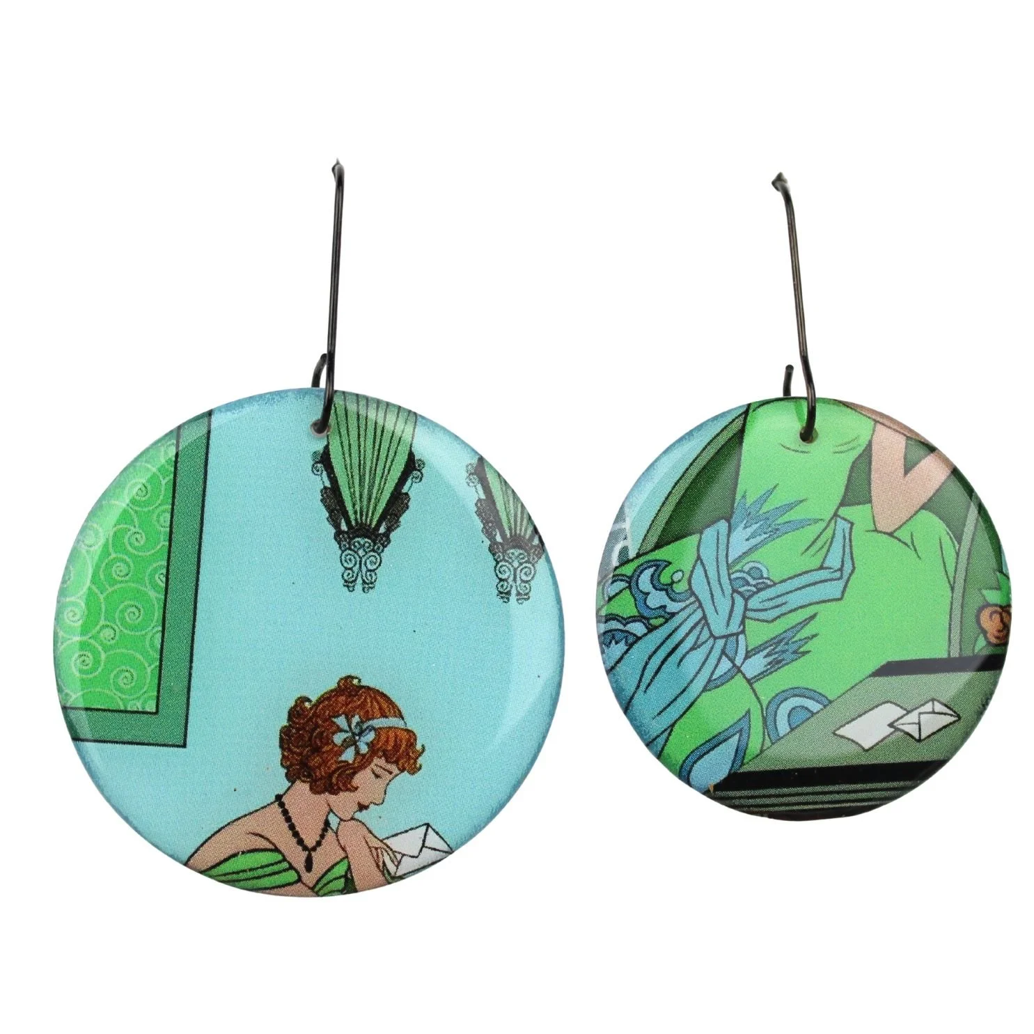 Vintage Art Deco Retro Rare Swap Card Earrings Dec4