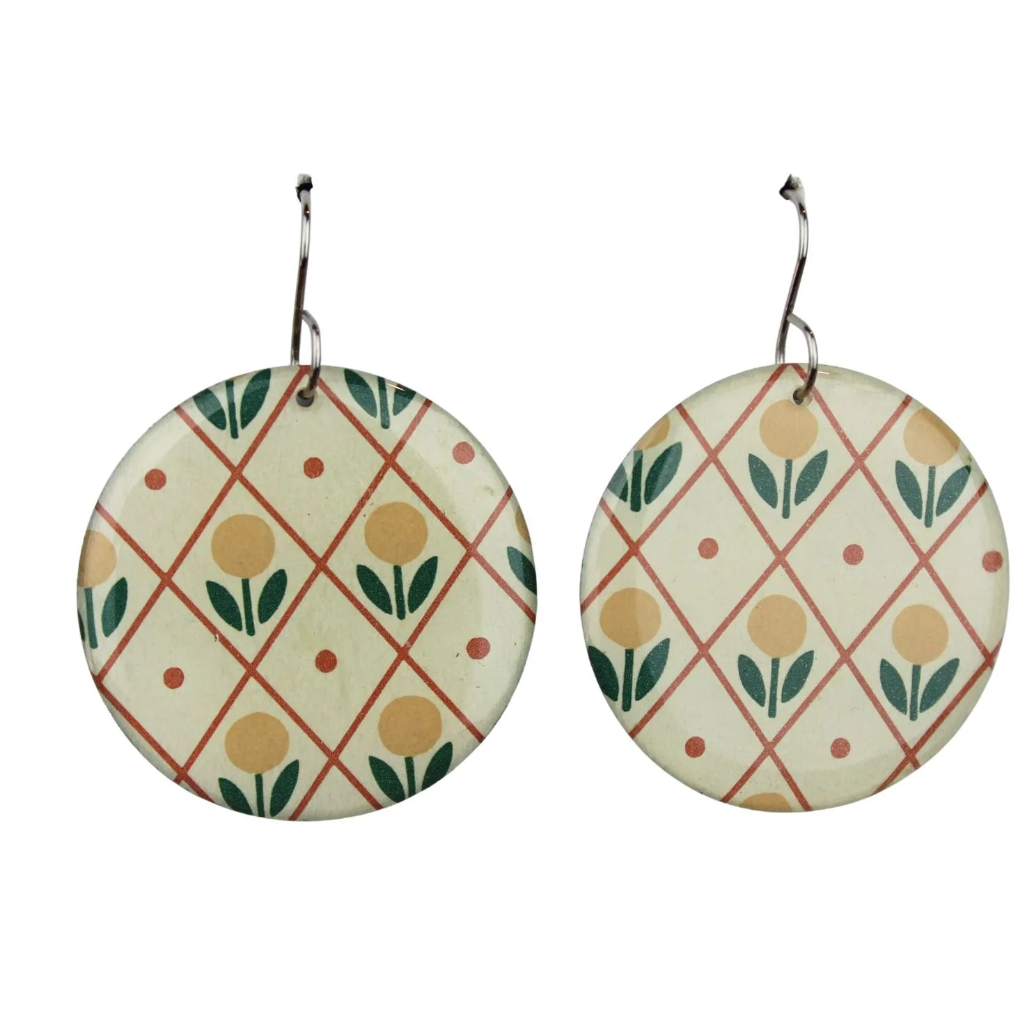 Vintage Art Deco Retro Rare Swap Card Earrings vt75