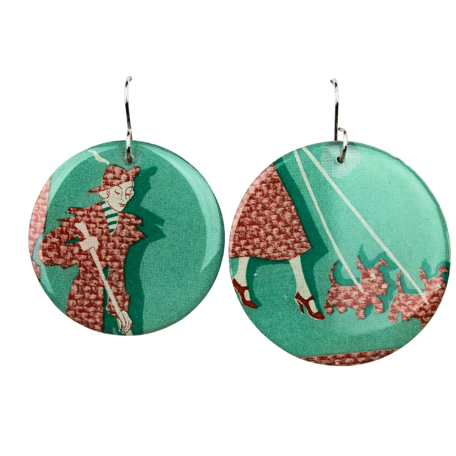 Vintage Art Deco Retro Rare Swap Card Earrings Dec3