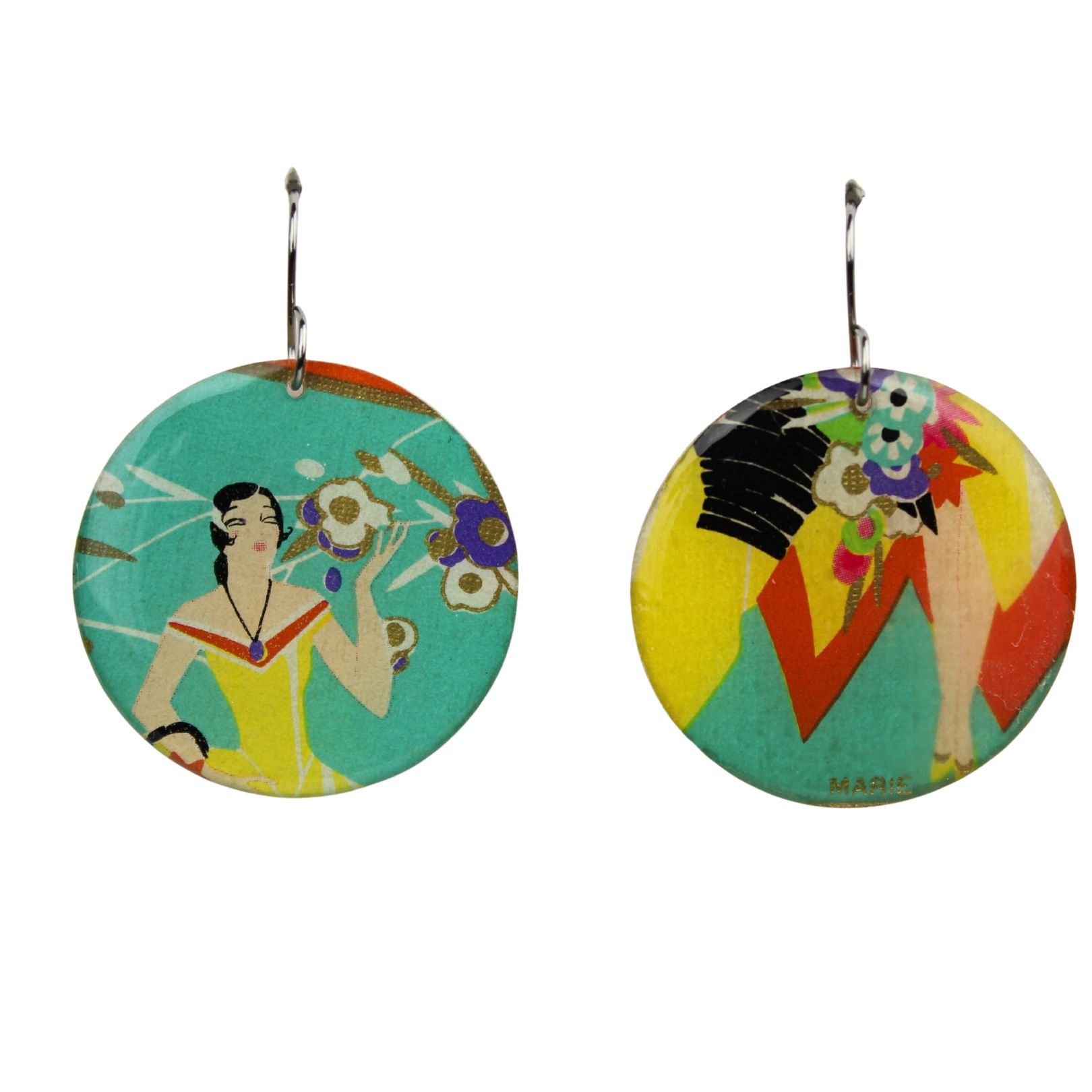 Vintage Art Deco Retro Rare Swap Card Earrings V1