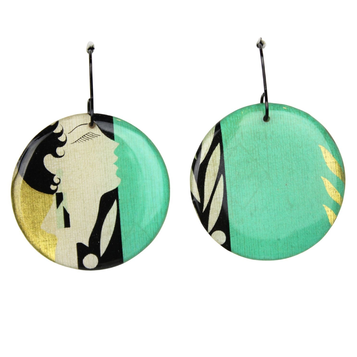 Vintage Art Deco Retro Rare Swap Card Earrings Dr76