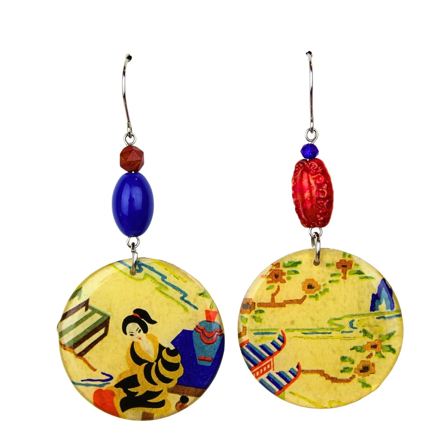 Vintage Art Deco Retro Rare Swap Card Earrings Dr80