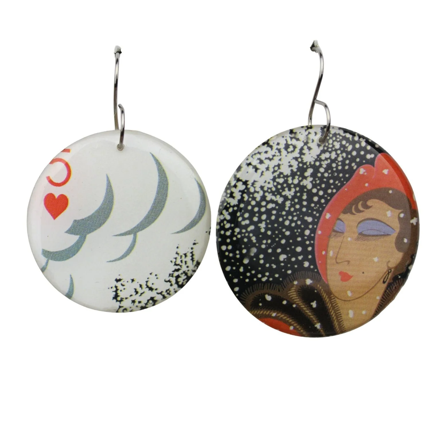 Vintage Art Deco Retro Rare Swap Card Earrings vt10