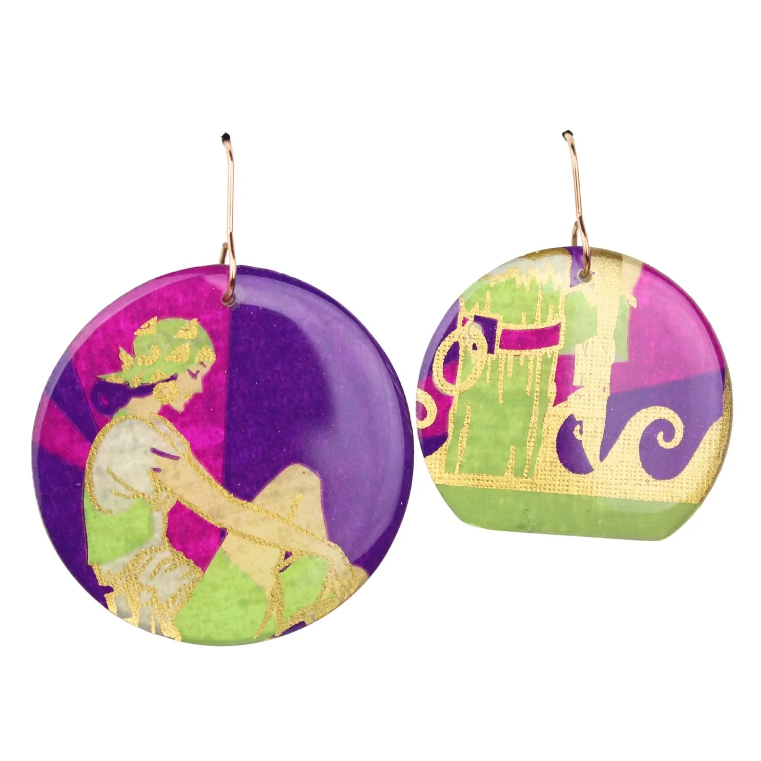 Vintage Art Deco Retro Rare Swap Card Earrings Dec18