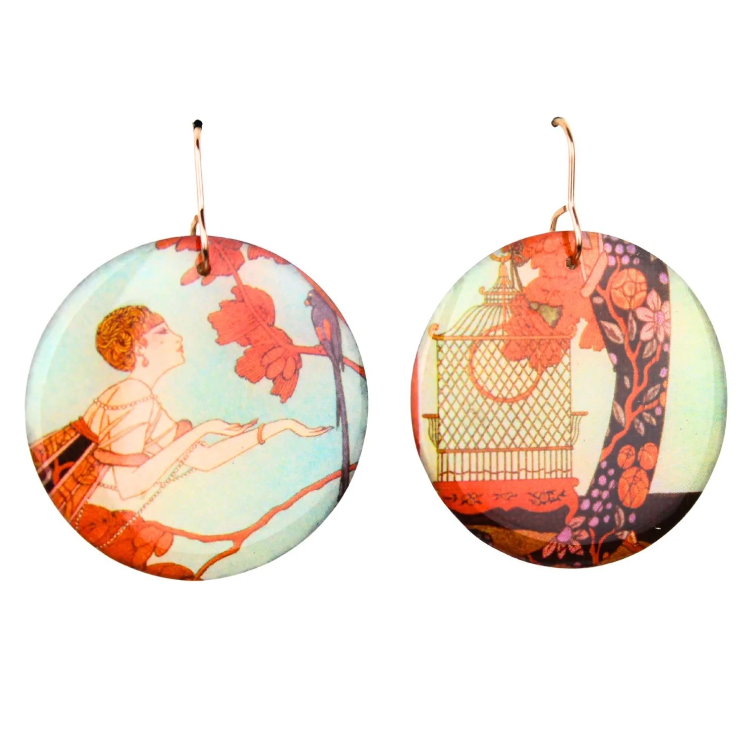 Vintage Art Deco Retro Rare Swap Card Earrings Dec17