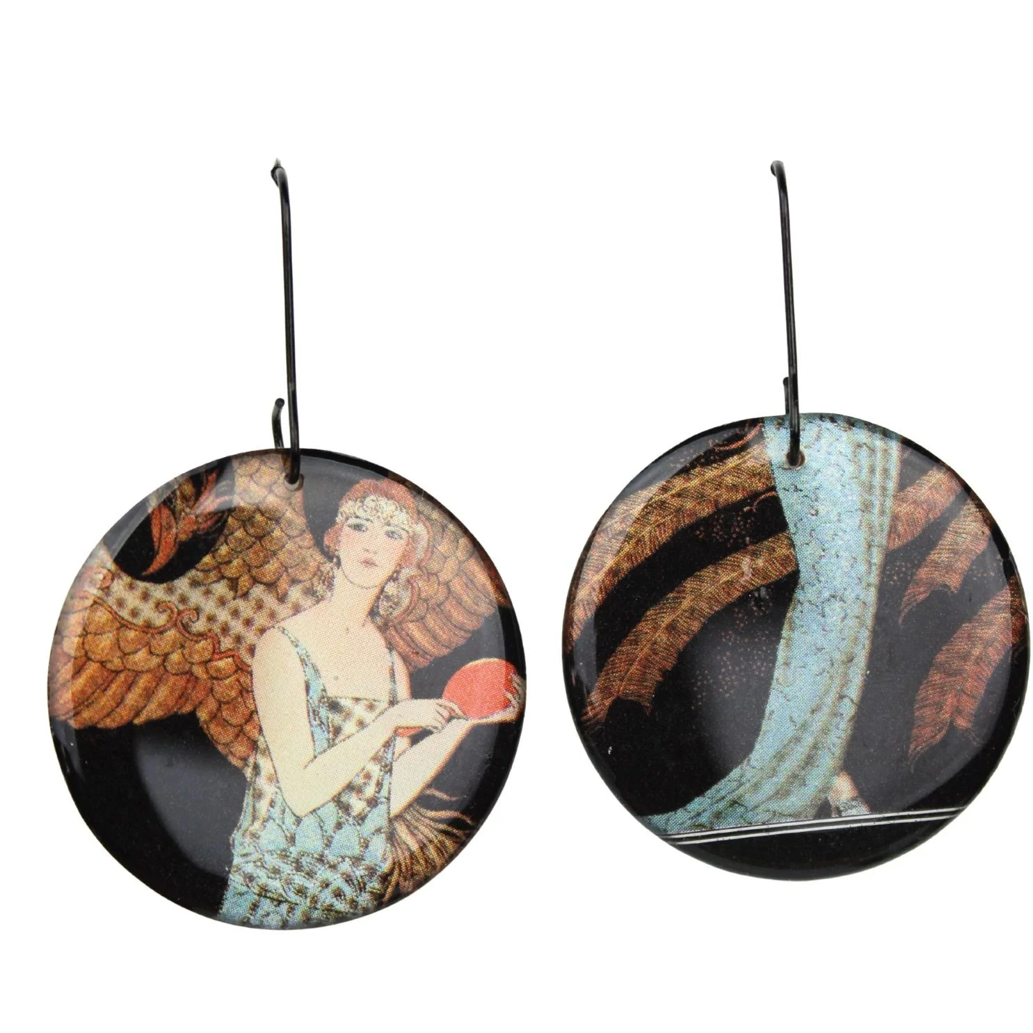 Vintage Art Deco Retro Rare Swap Card Earrings Dec15