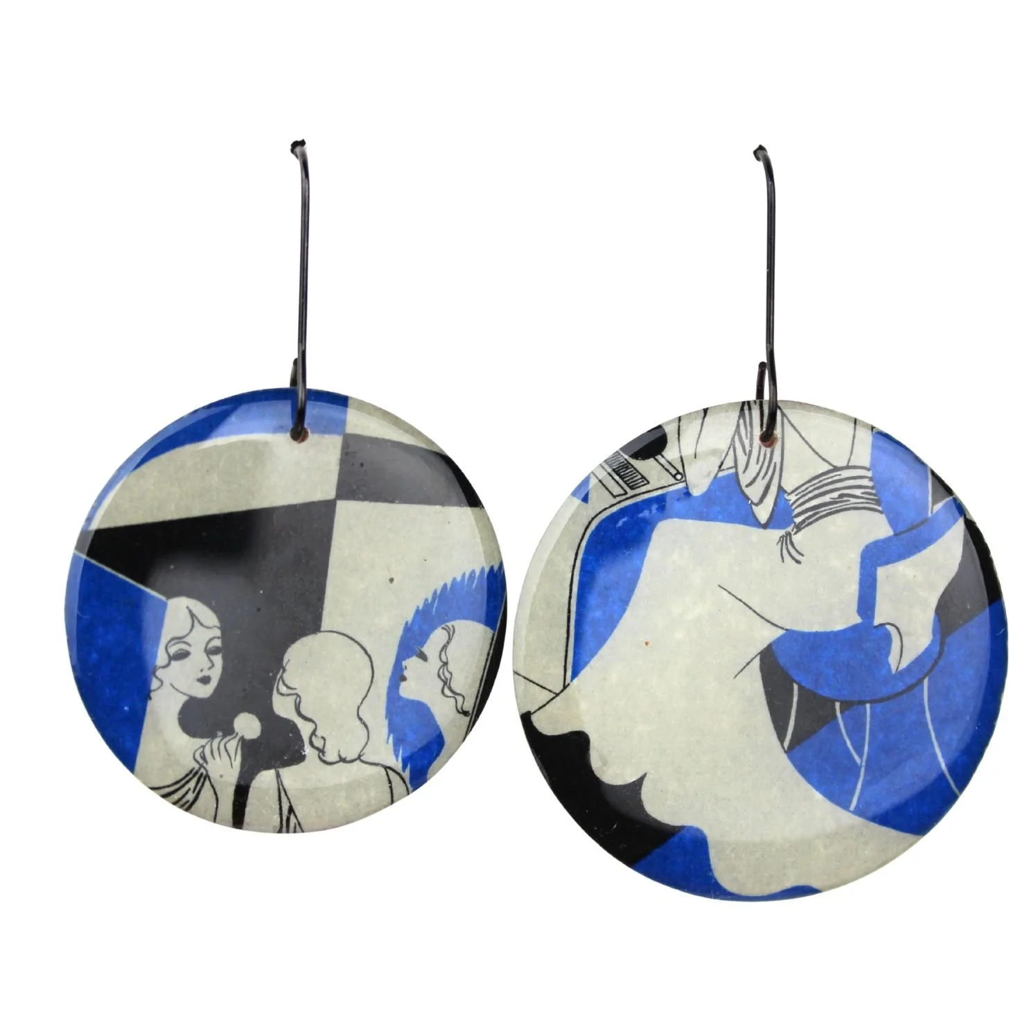 Vintage Art Deco Retro Rare Swap Card Earrings Dec14