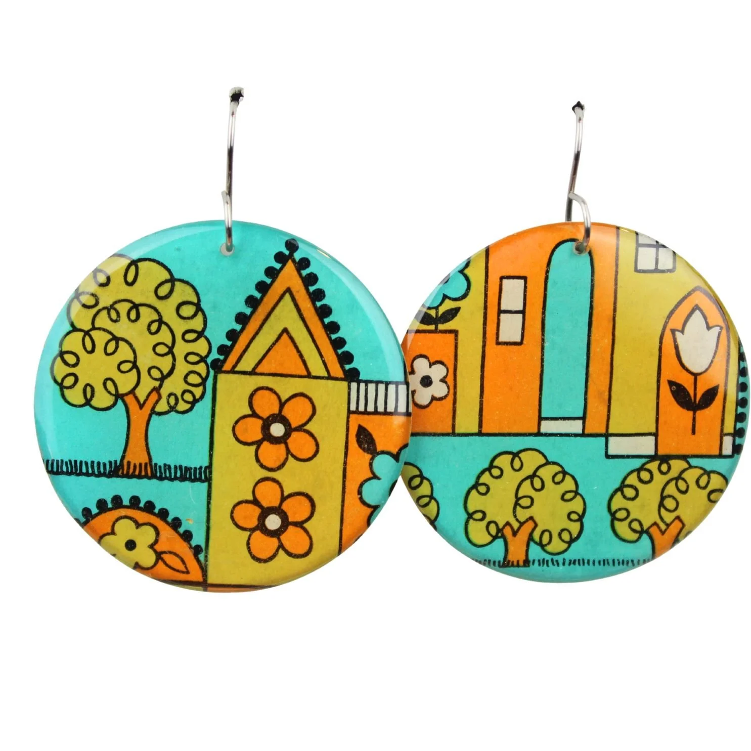 Vintage Art Deco Retro Rare Swap Card Earrings Dec23