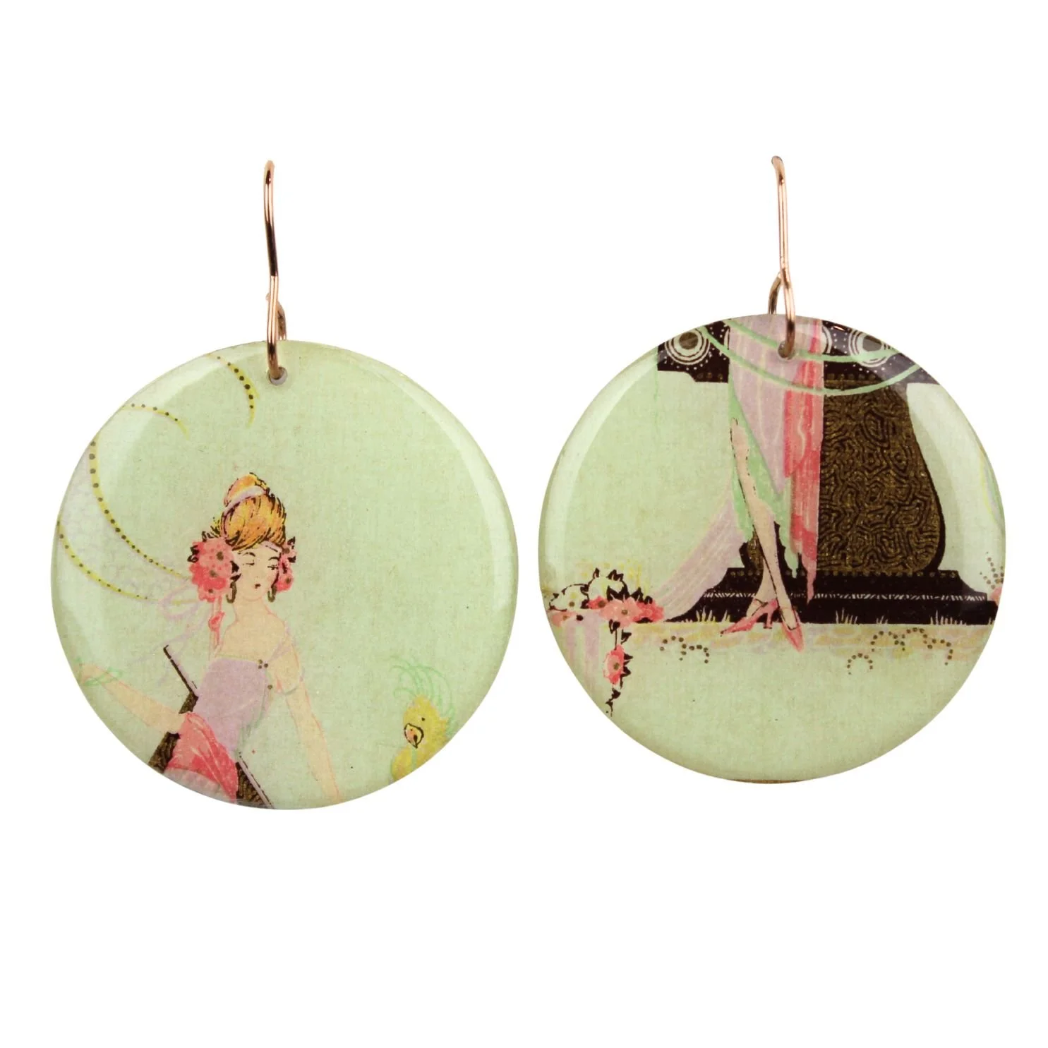 Vintage Art Deco Retro Rare Swap Card Earrings Dr3