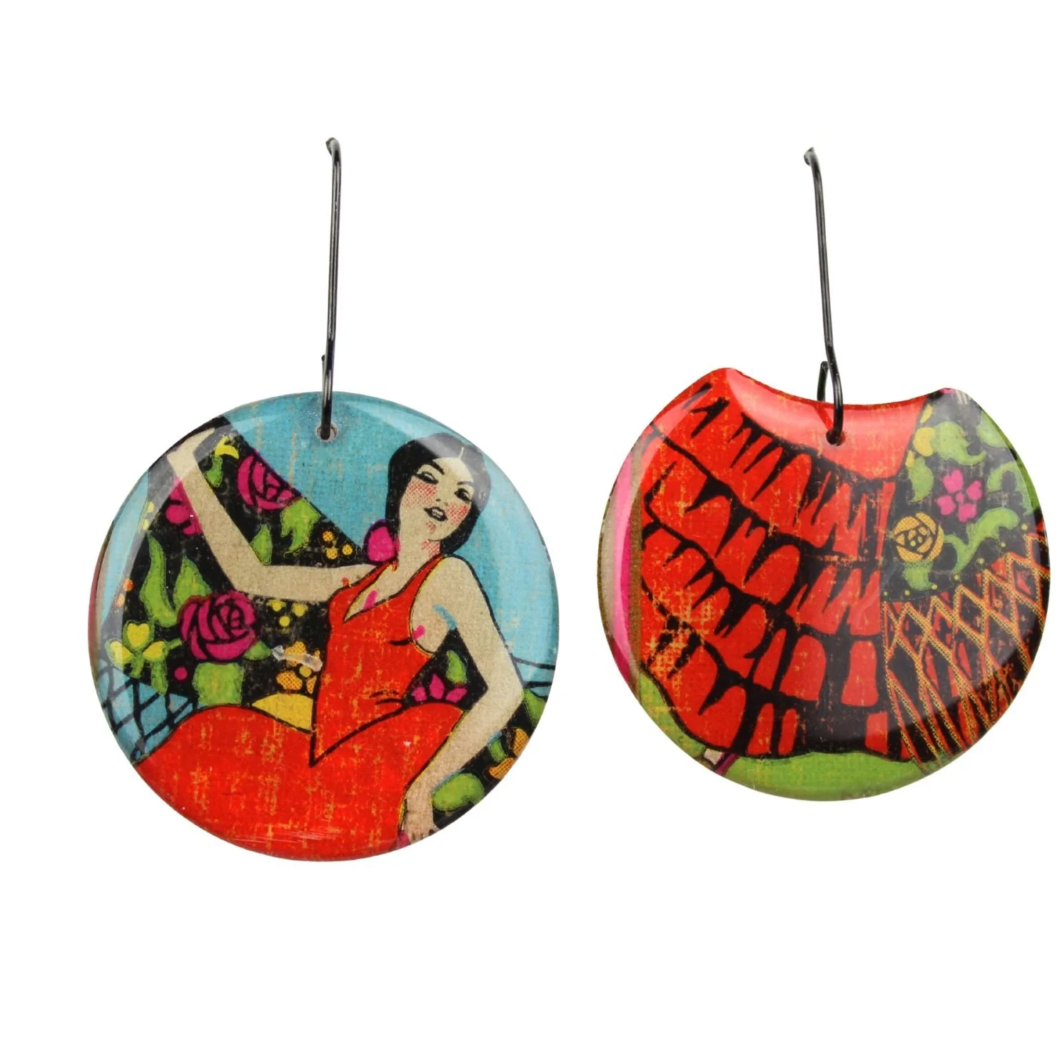 Vintage Art Deco Retro Rare Swap Card Earrings Dec9