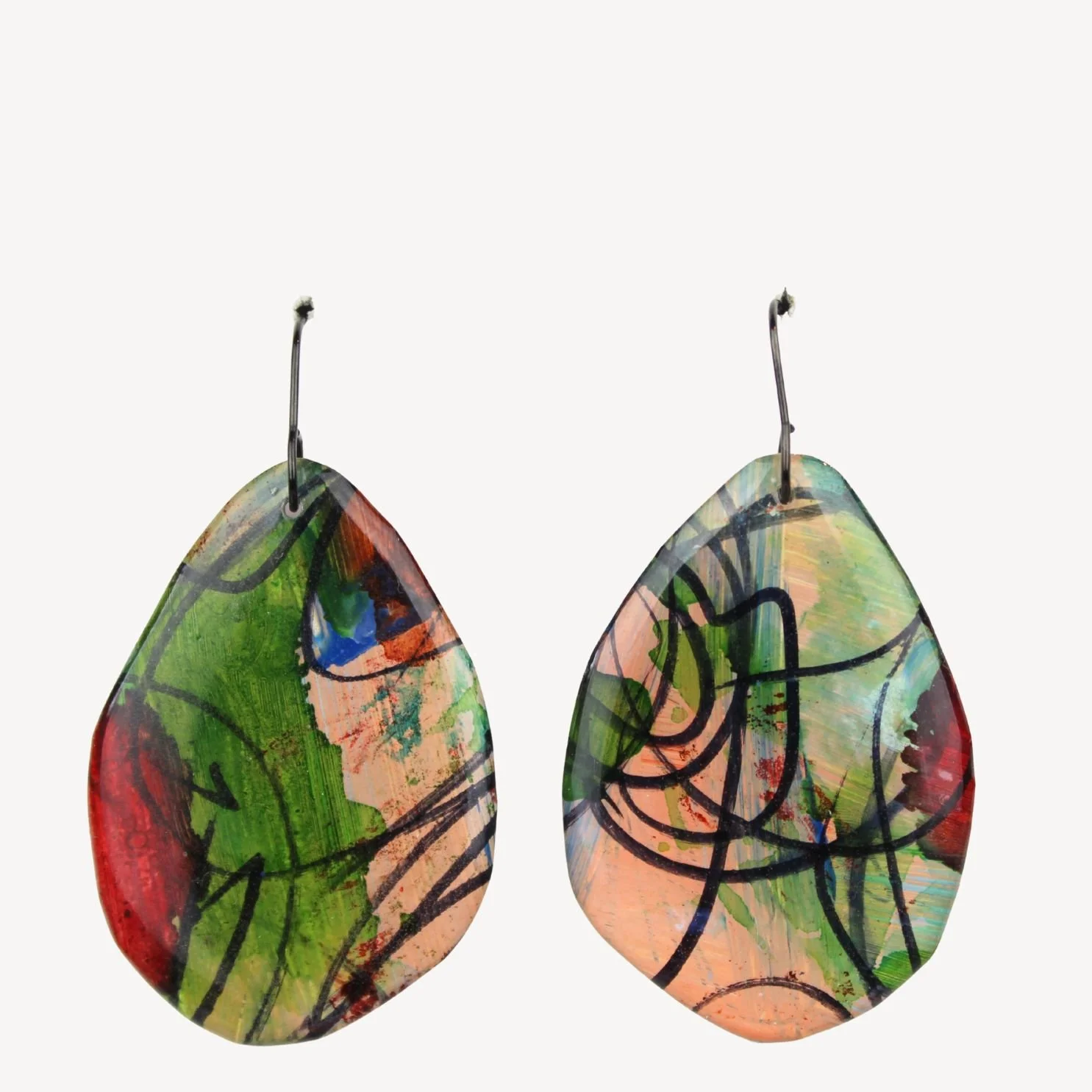 Hand Painted Earrings Ag26