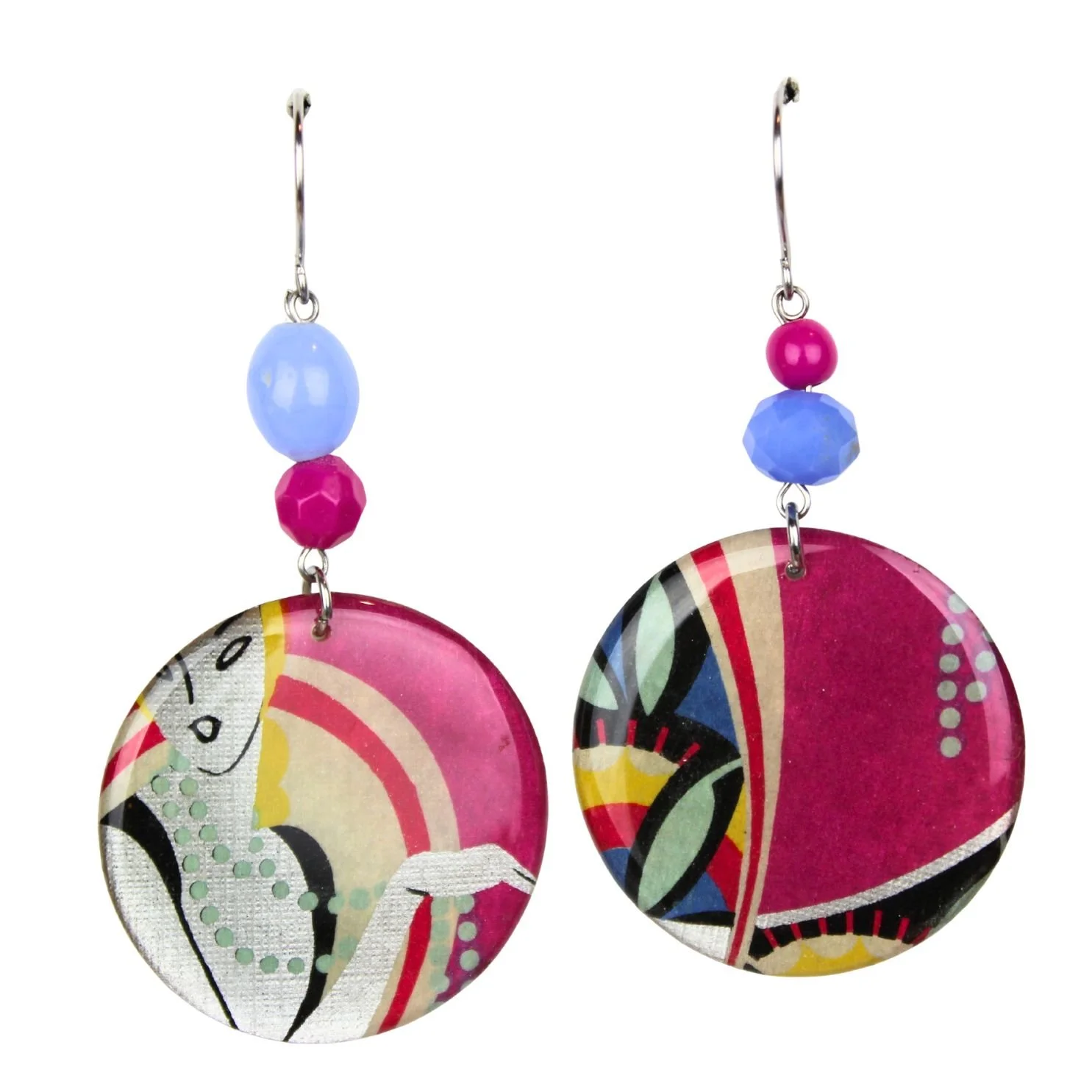 Vintage Art Deco Retro Rare Swap Card Earrings Dr79