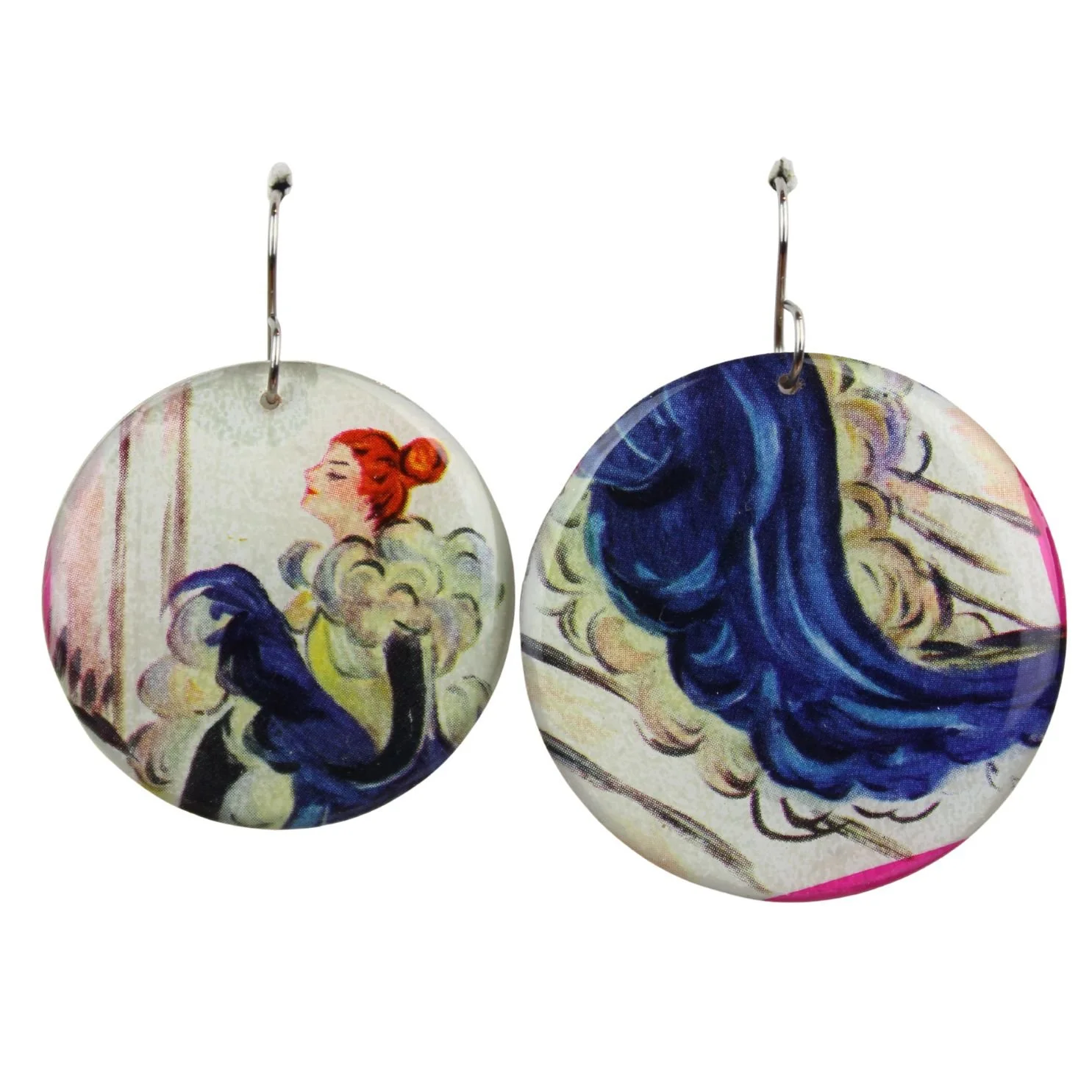 Vintage Art Deco Retro Rare Swap Card Earrings Dr15