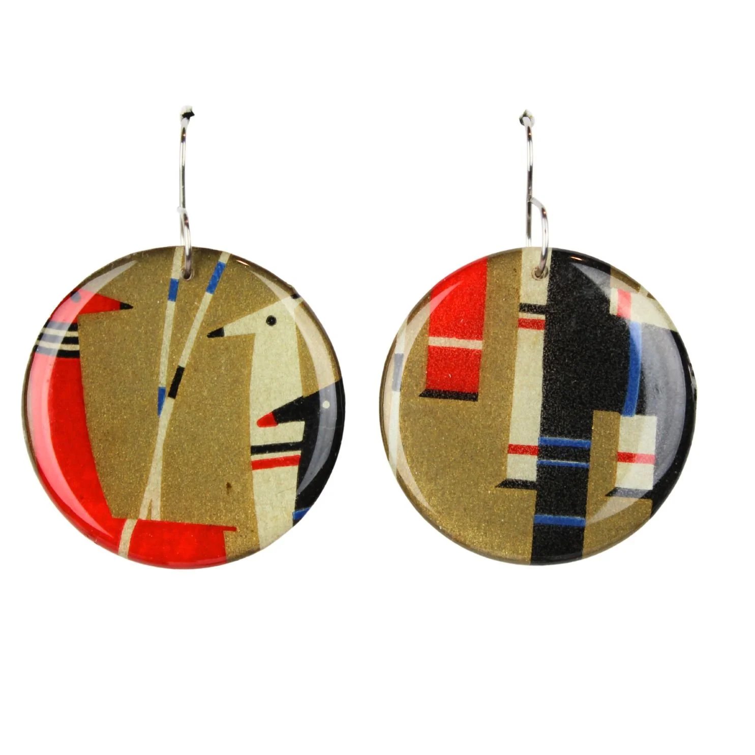 Vintage Art Deco Retro Rare Swap Card Earrings ne69