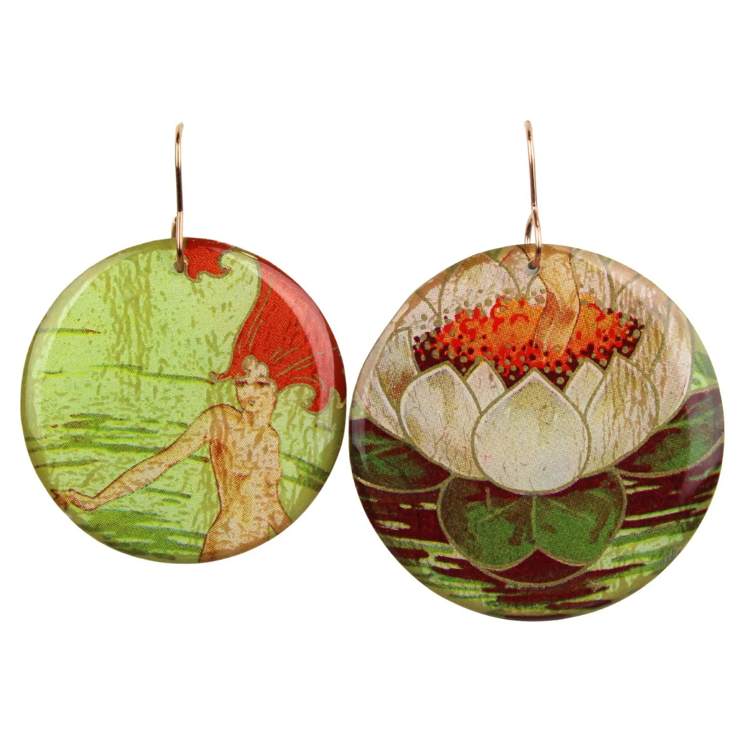 Vintage Art Deco Retro Rare Swap Card Earrings Dr14