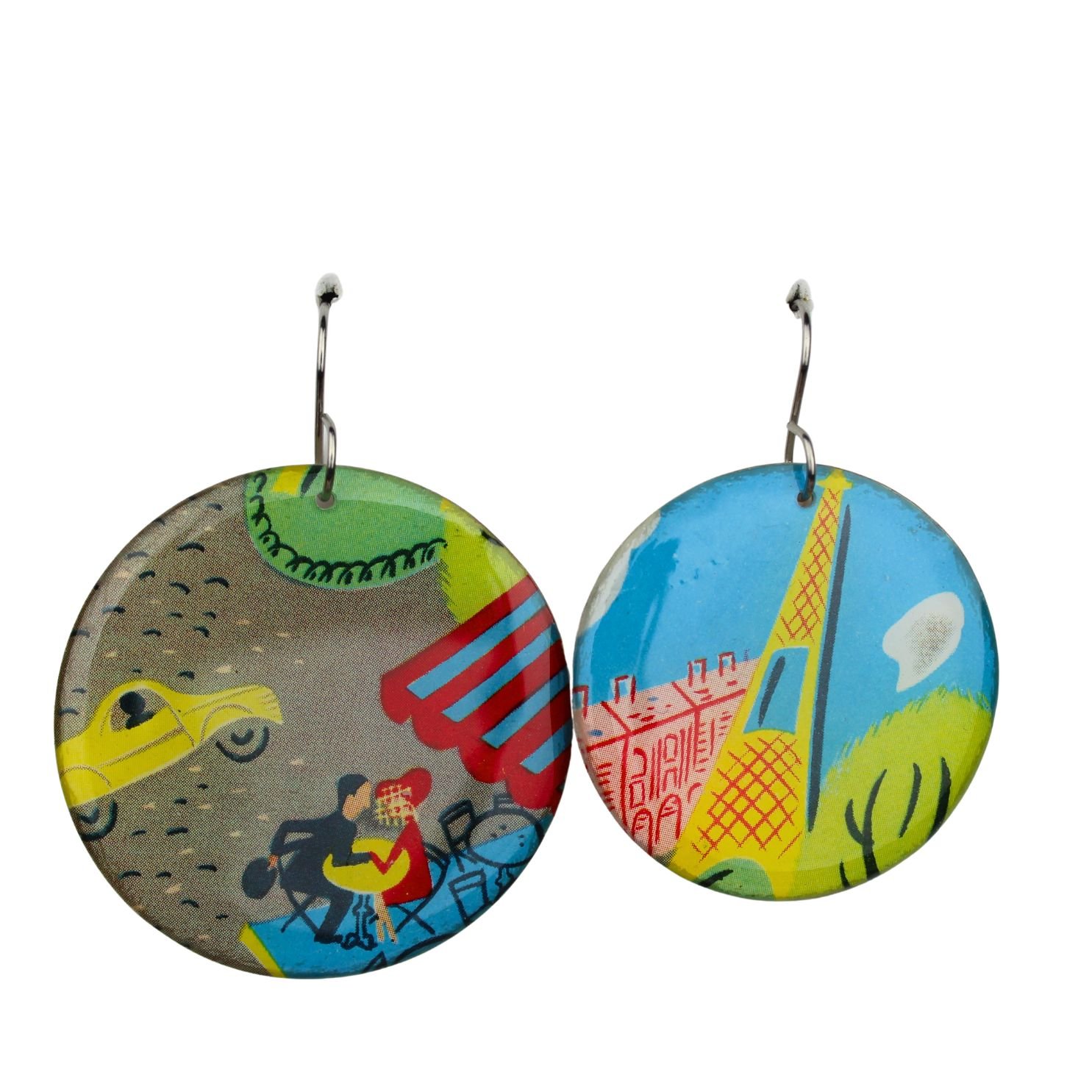 Vintage Art Deco Retro Rare Swap Card Earrings vt30