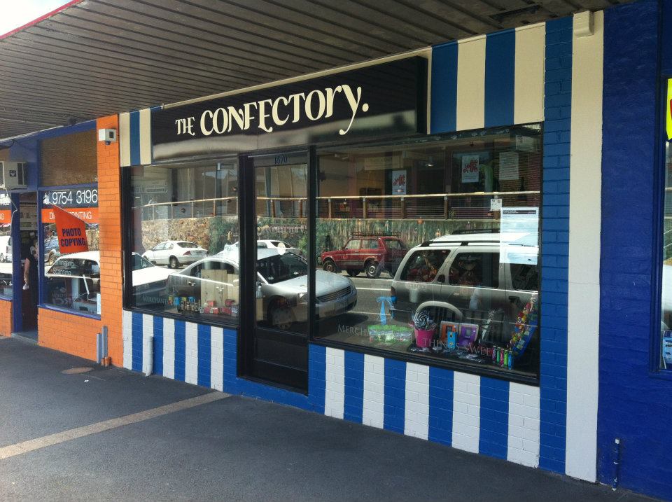 The Confectory was a boutique lolly and liquor store in Belgrave, VIC. Designed for the decedent confectionary lovely, The Confectory stocked a wide range of high end chocolate, lollies, jams and sweet wines, as well as a selection of vegan, gluten