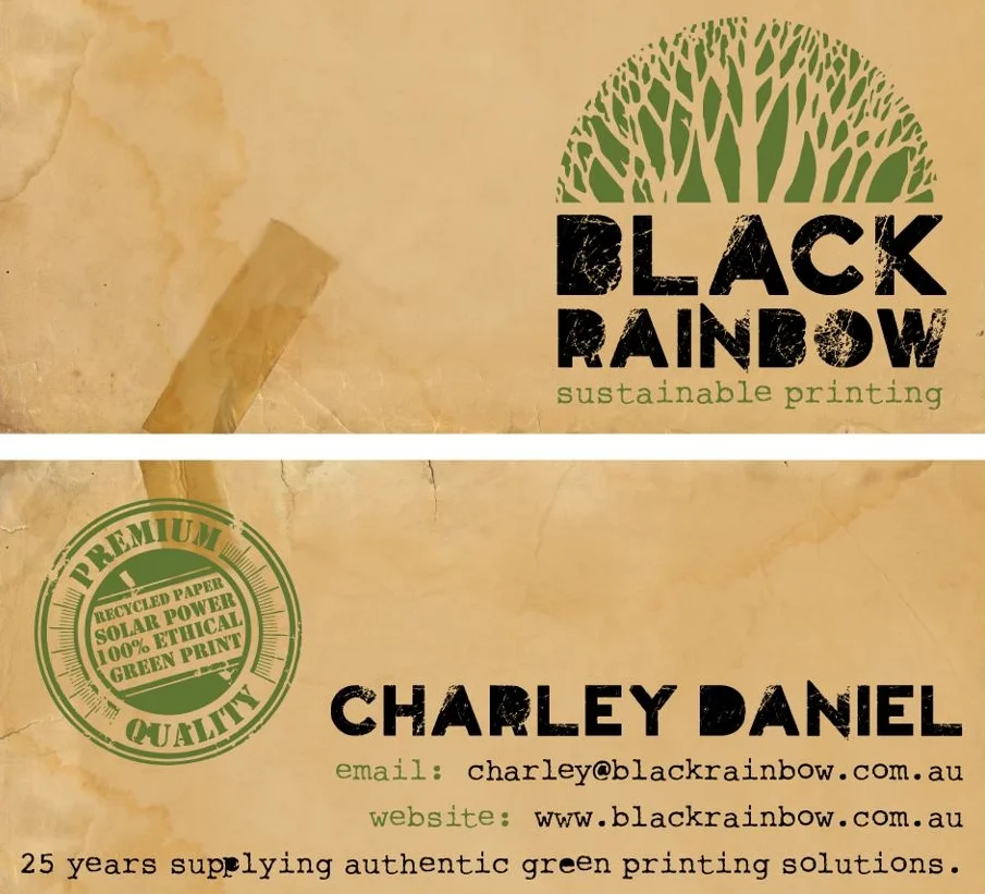 Runaway Graphics favoures environmentally conscious deisgn work as well as business practices. Black Rainbow is an incredible professional printing company that operates on 100% solar power and offers a fantastic range of recycled paper and card stock as well as vegetable based printing inks. When asked to help rebrand their business Runway Graphics was very excited to help curate and refine design concepts that help to reflect their ethical business standards and alternative approach to an industry that often produces a lot of waste.