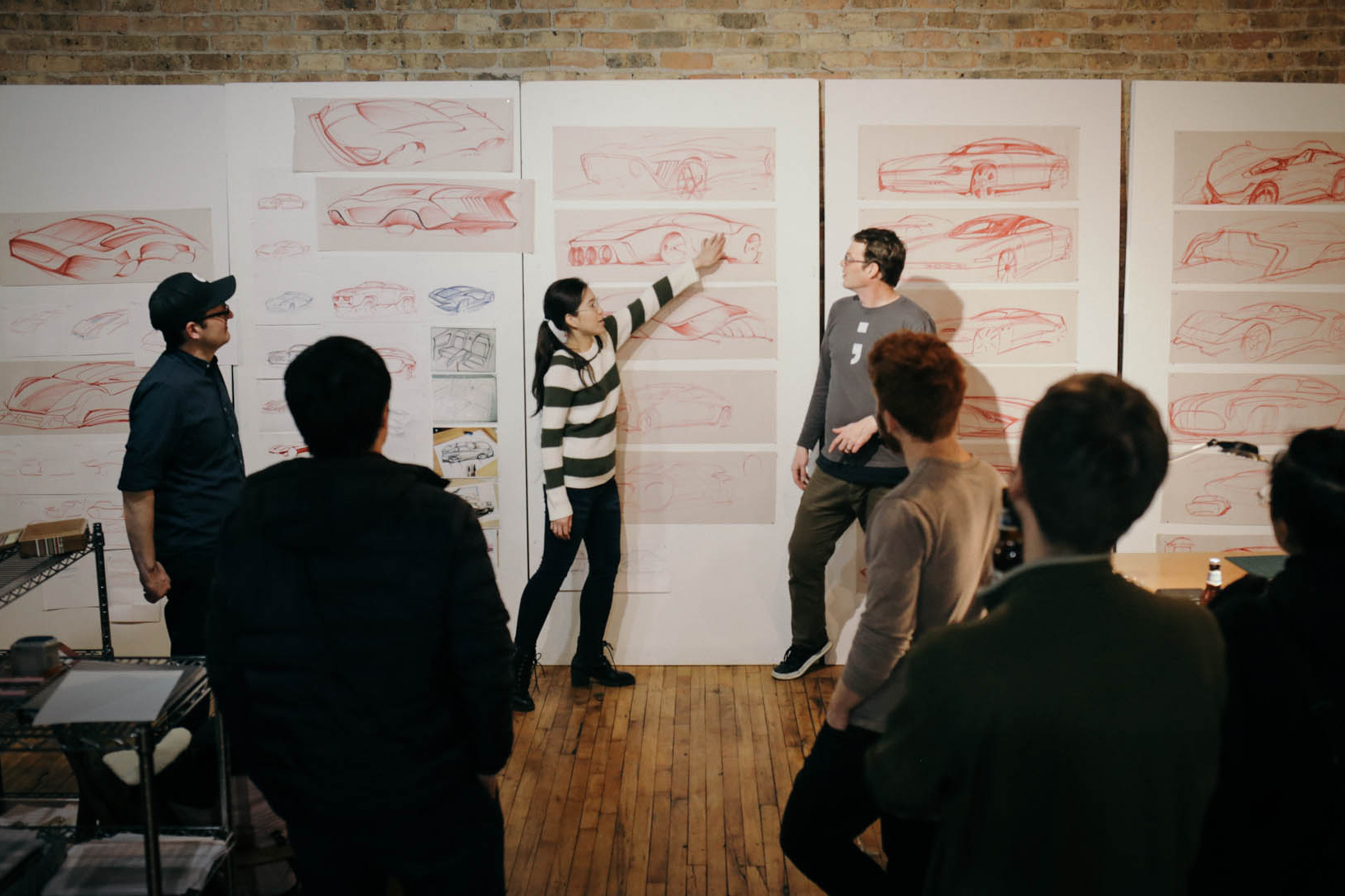 9PM critique explaining my design decisions and sketching technique. Full house!