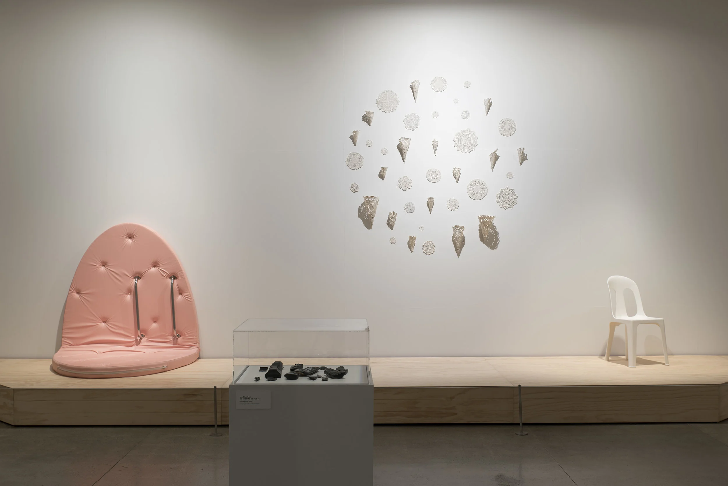 Suburban Dreams , installation view with work by Derrick Cherrie, Joe Sheehan, Susannah Bridges and Glen Hayward. Courtesy of The Dowse Art Museum. Photo by John Lake.