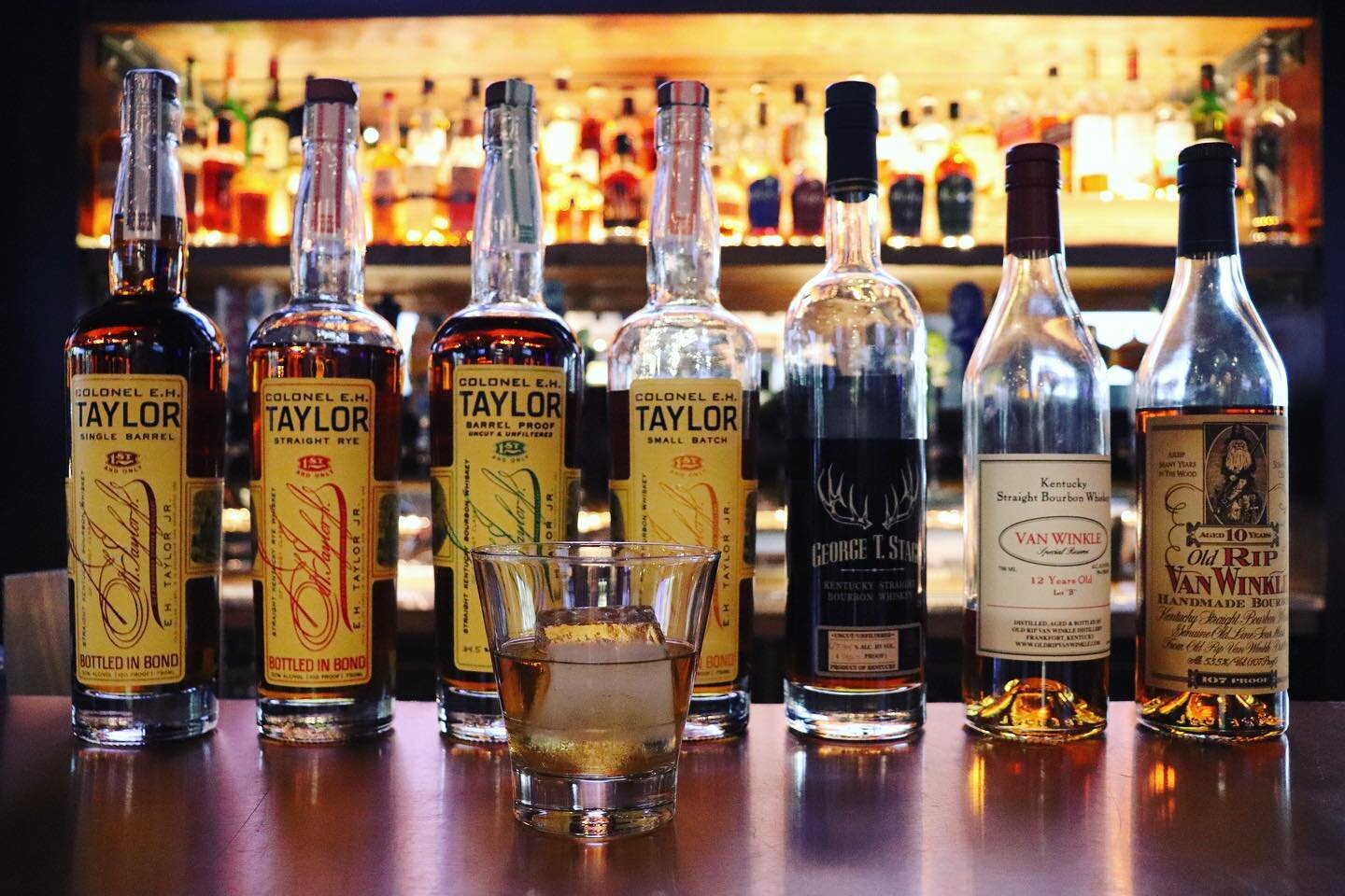 Indulge in our exclusive whiskey collection featuring some of the best bottles around. Enjoy a glass of Van Winkle, George T Stagg from the Buffalo Trace Antique Collection, or try a Taylor whiskey tasting to explore and savor the unique flavors of e