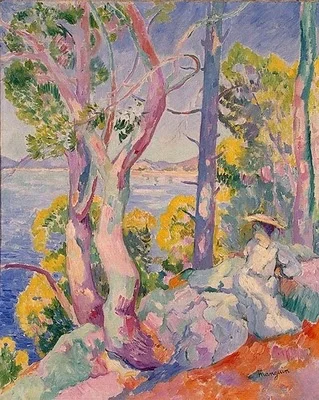 Henri Manguin woman at edge of lake pastels.jpeg