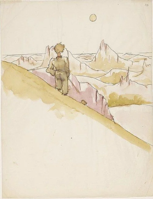 Antoine de Saint-Exupery original watercolor for The Little Prince via Brainpickings.org.jpeg