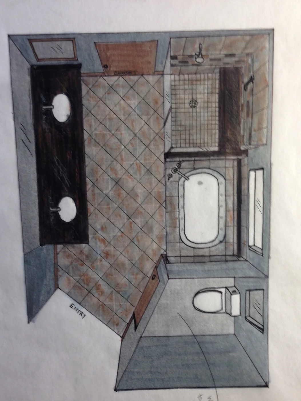  Hand drawn on trace paper with pen &amp; marker 