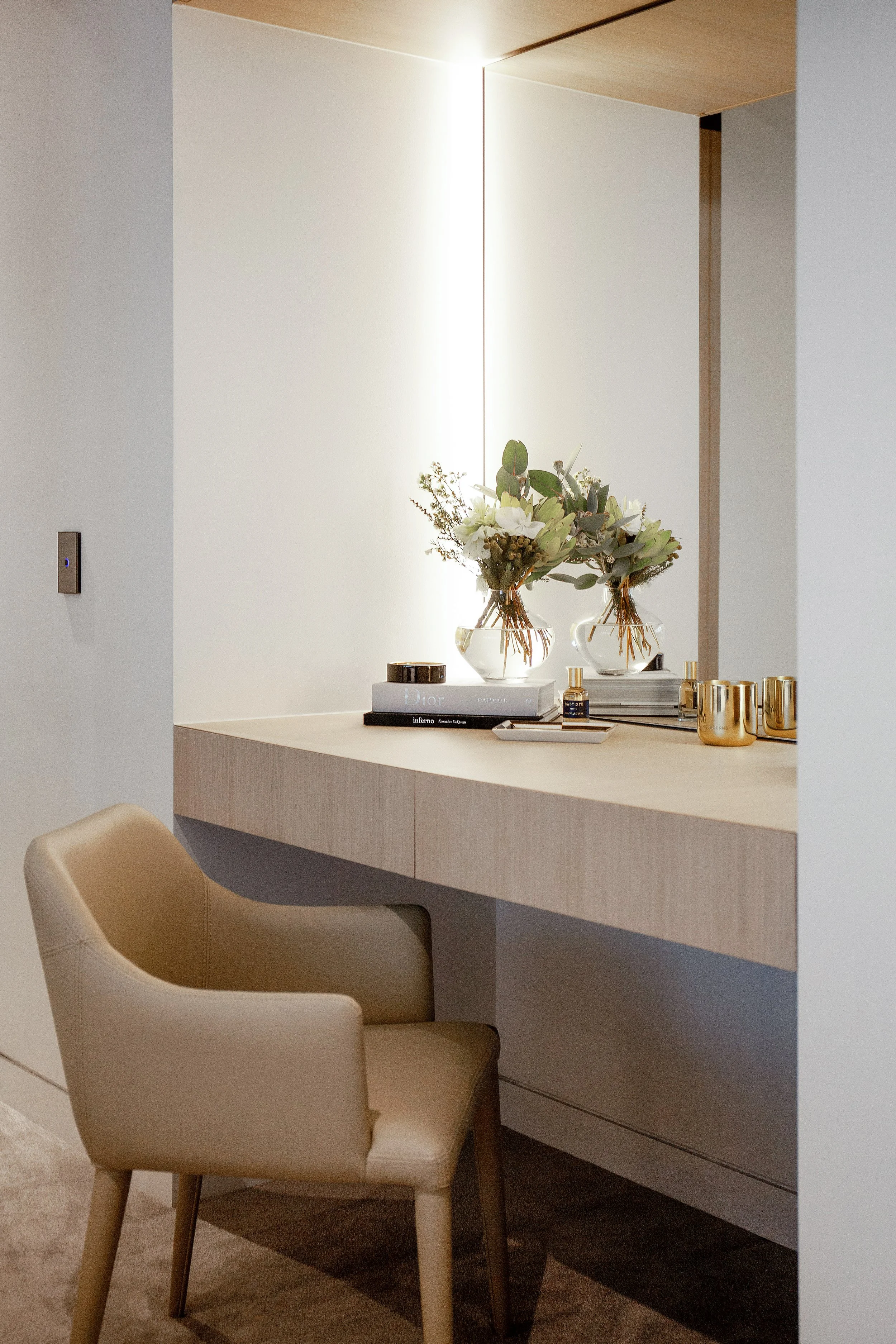 Walmer Apartments primary bedroom vanity area