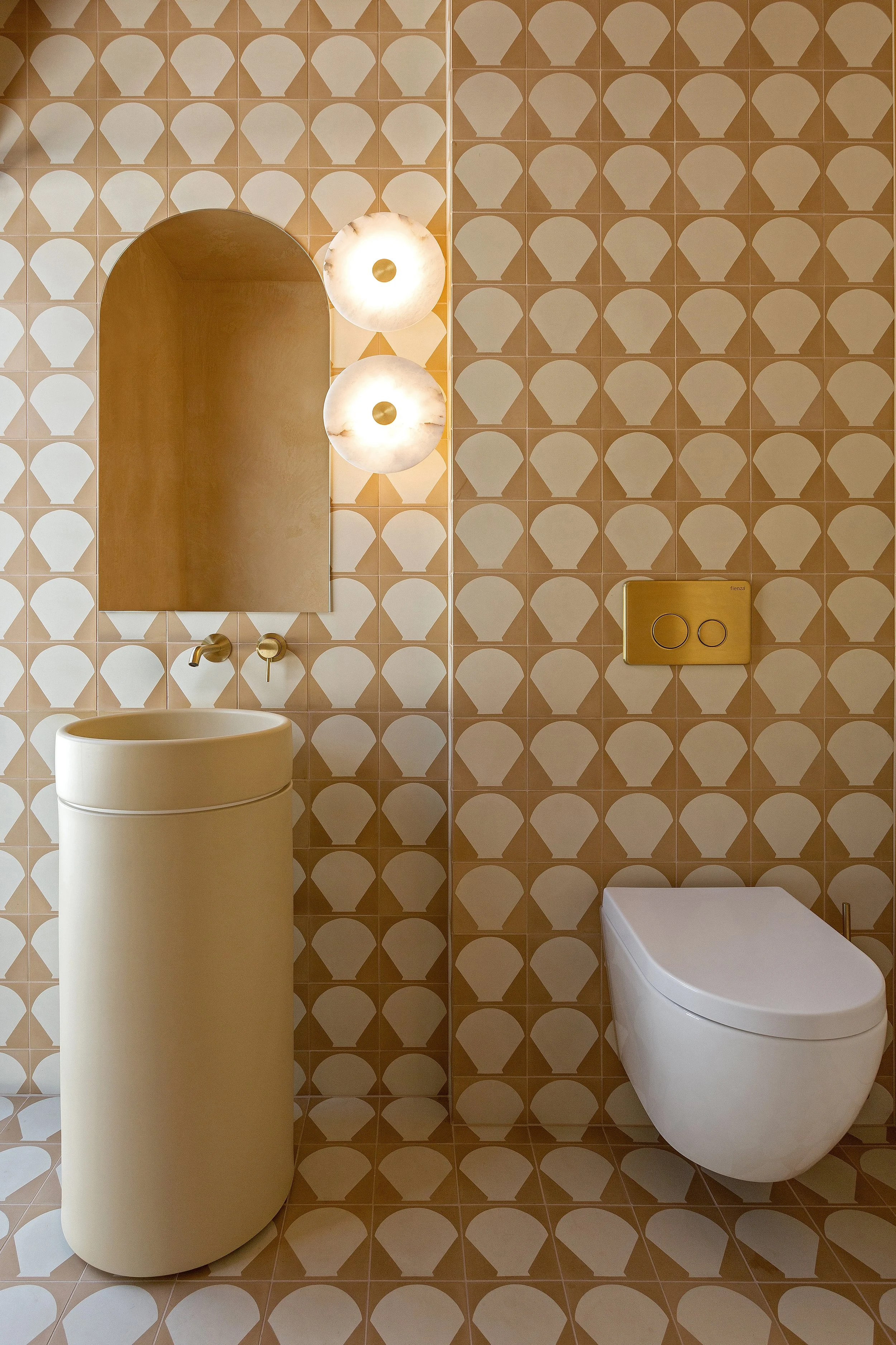 Poolside styling detail with stone tray, mineral water, glass and pears at Dromana residence