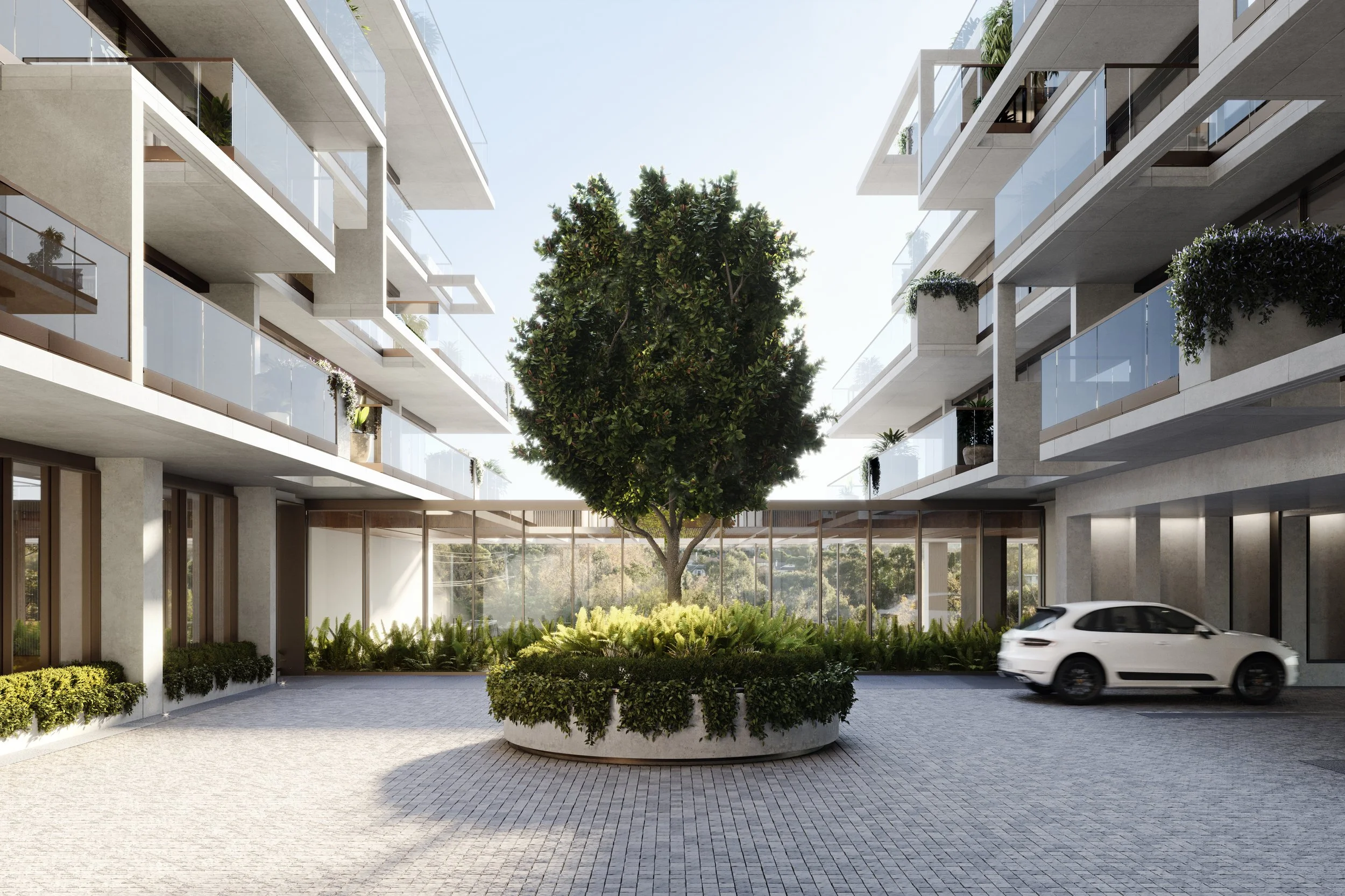 Walmer Apartments Victoria Street drop off and pick up area exterior render