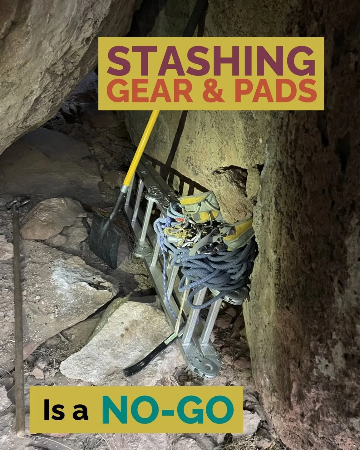 🚫 Stashing Gear and Pads is a No-Go!

Last year, we noticed an increasing trend of climbers stashing gear and pads for convenience, saving space in your car, getting an early start, or conserving your own energy to send your proj.&nbsp;

However, th