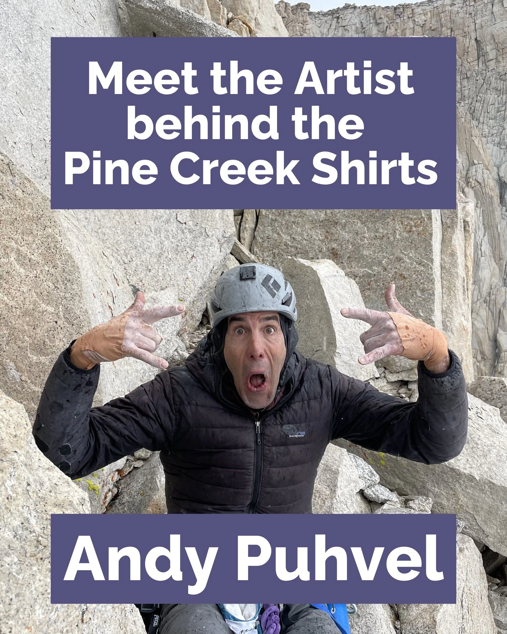 🎨 Meet the Artist: Andy Puhvel 🎨

Andy &ldquo;the big hippie&rdquo; Puhvel is a climber and artist who has been a part of the Eastern Sierra climbing community for over 40 years. His climbing life has included running the rad  Yo! Basecamp kid&rsqu
