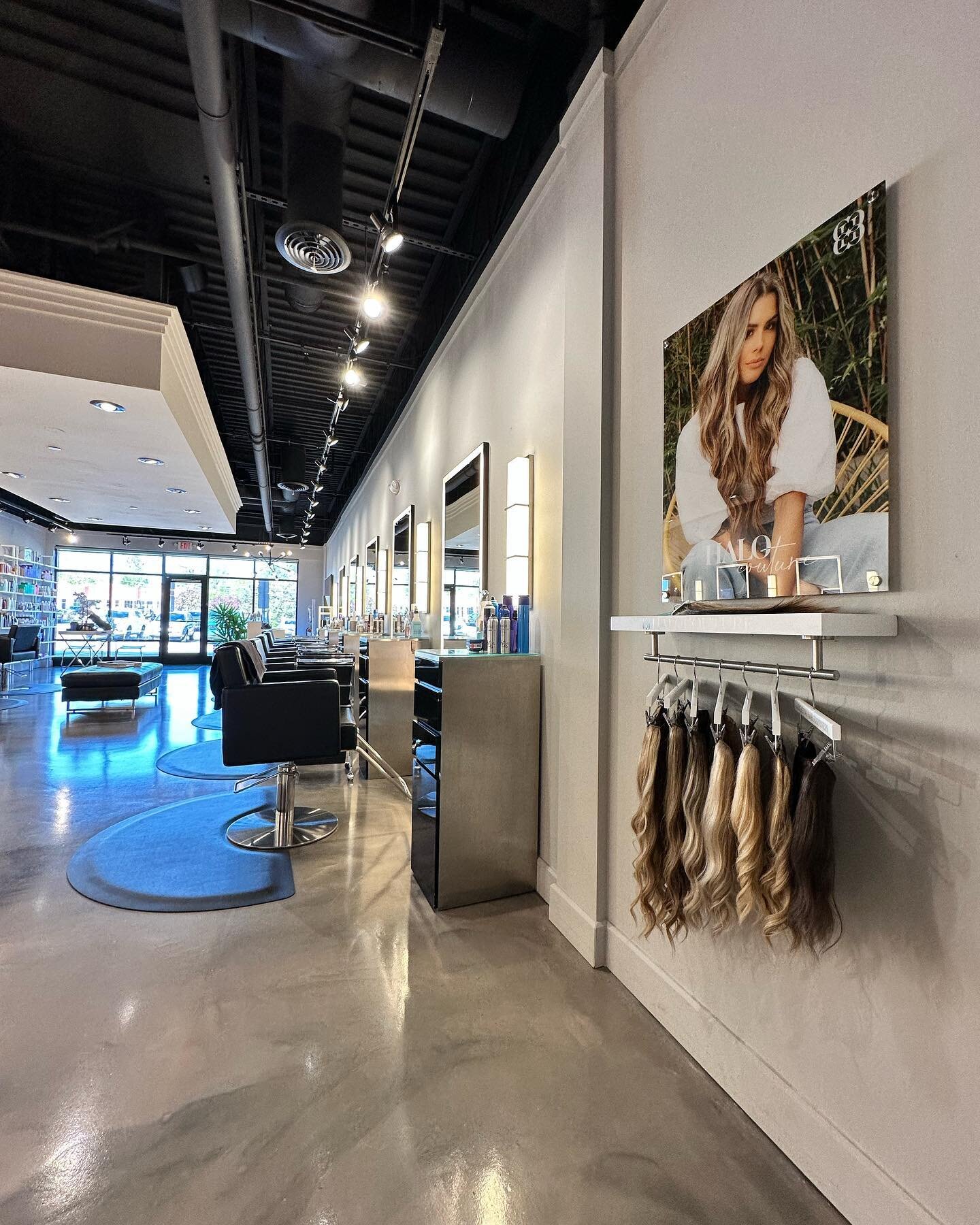 Our New Halo Extension display is up and just in time for Mothers Day!✨ If you&rsquo;ve been thinking about jumping into the world of extensions @halocoutureextensions  is a perfect place to start! Schedule a consultation with one of our stylists tod