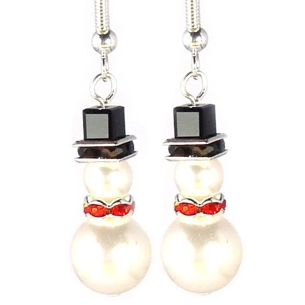 Sterling Silver Swarovski crystal Christmas Snowman earrings That Girl In Green