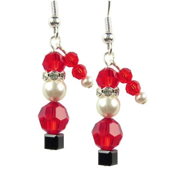 Sterling Silver Swarovski Crystal Santa Christmas Earrings That Girl In Green