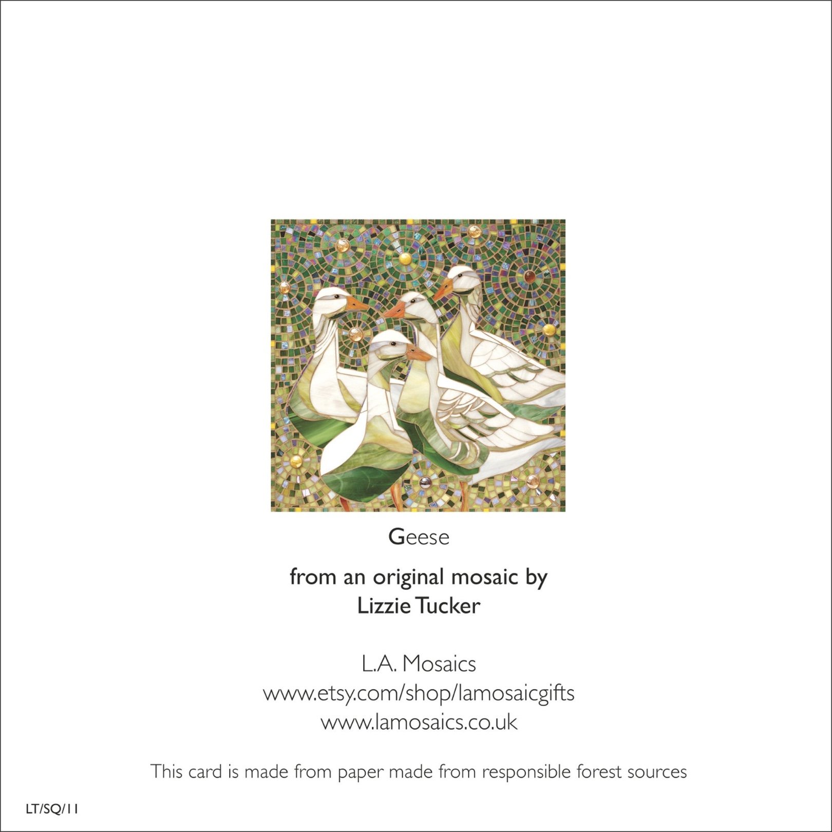 Handmade Mosaic Geese Greetings Card That Girl In Green