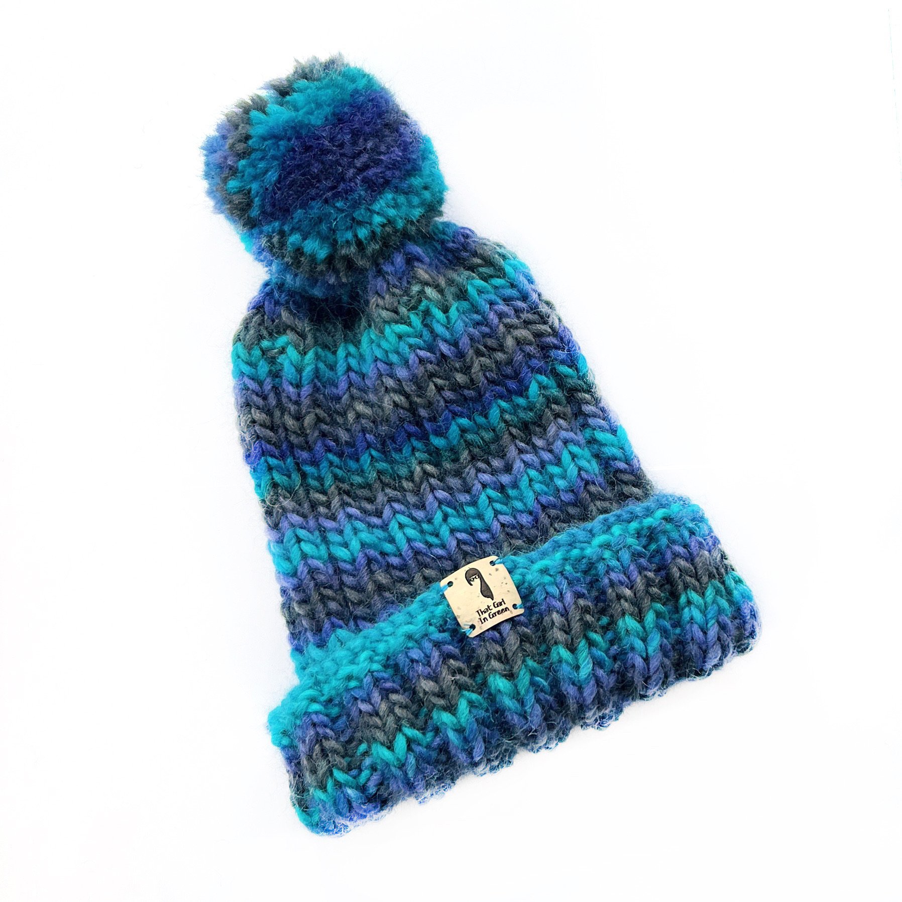 Handknitted Wool Bobble Hat That Girl in Green