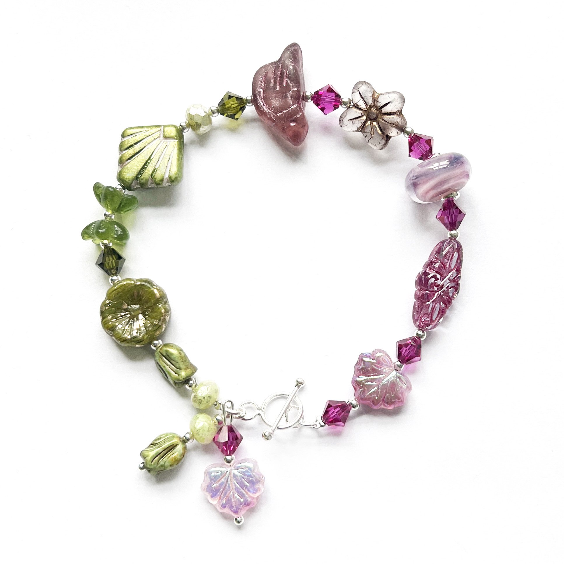 Handmade Czech Glass Austrian Crystal Bird Bracelet That Girl In Green