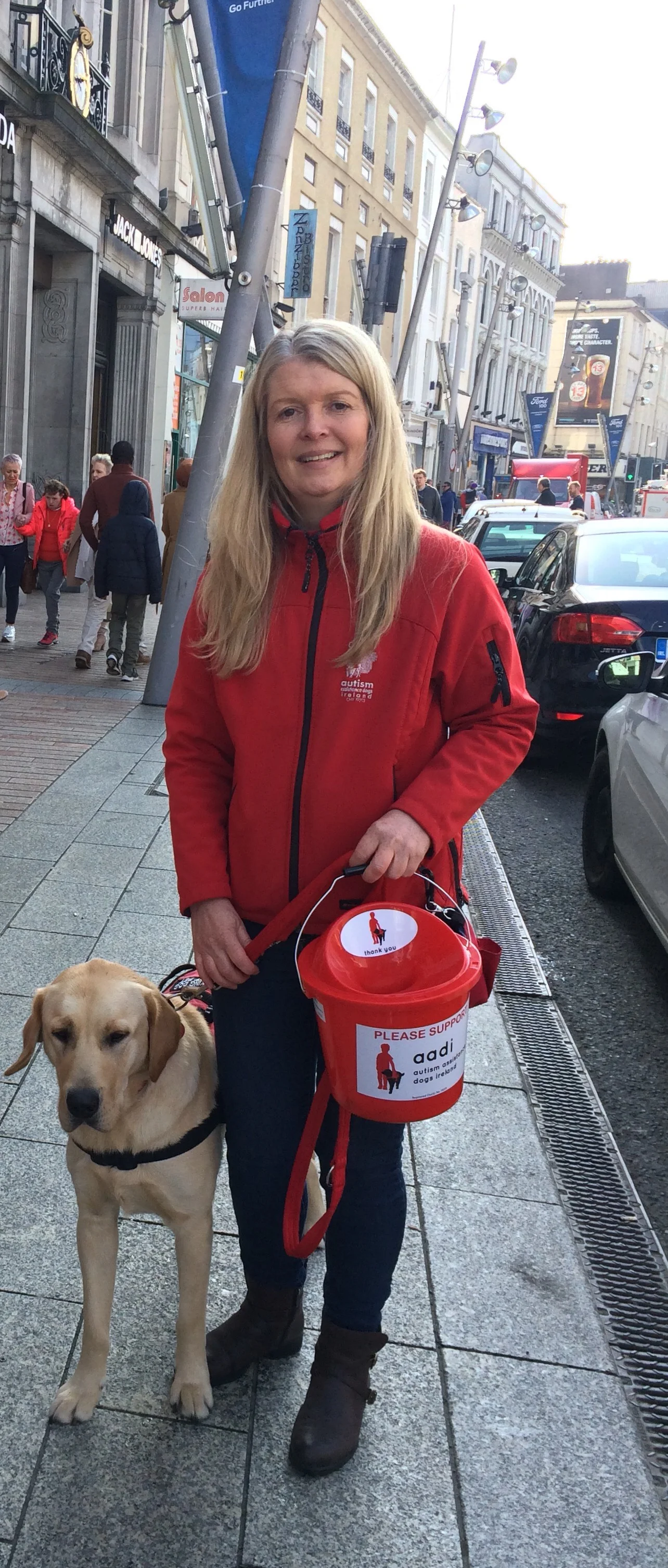 Nuala Geraghty and assistance dog Gandi