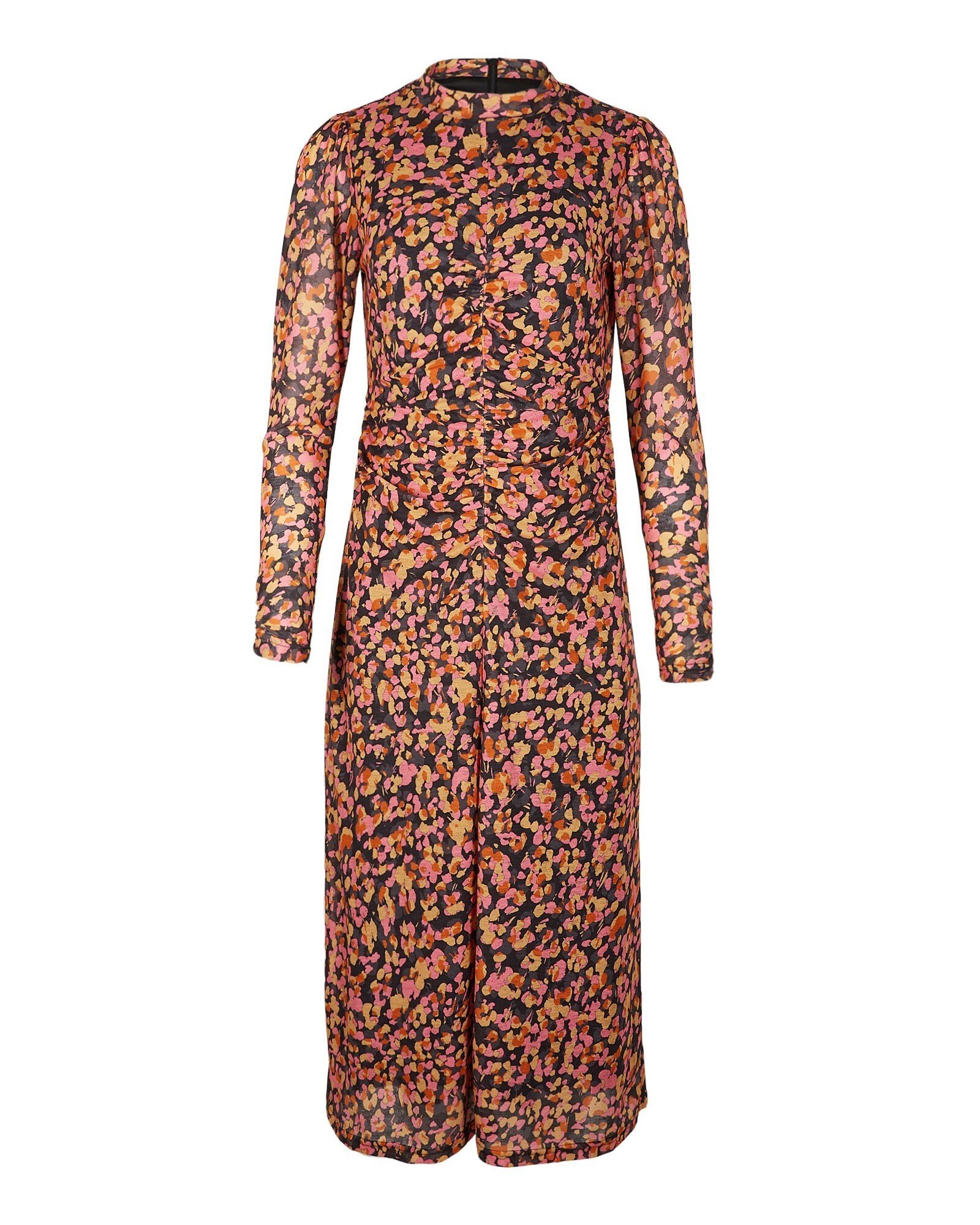 4&gt;OLIVER BONAS Animal Print Orange Black Mesh Midi Dress €84